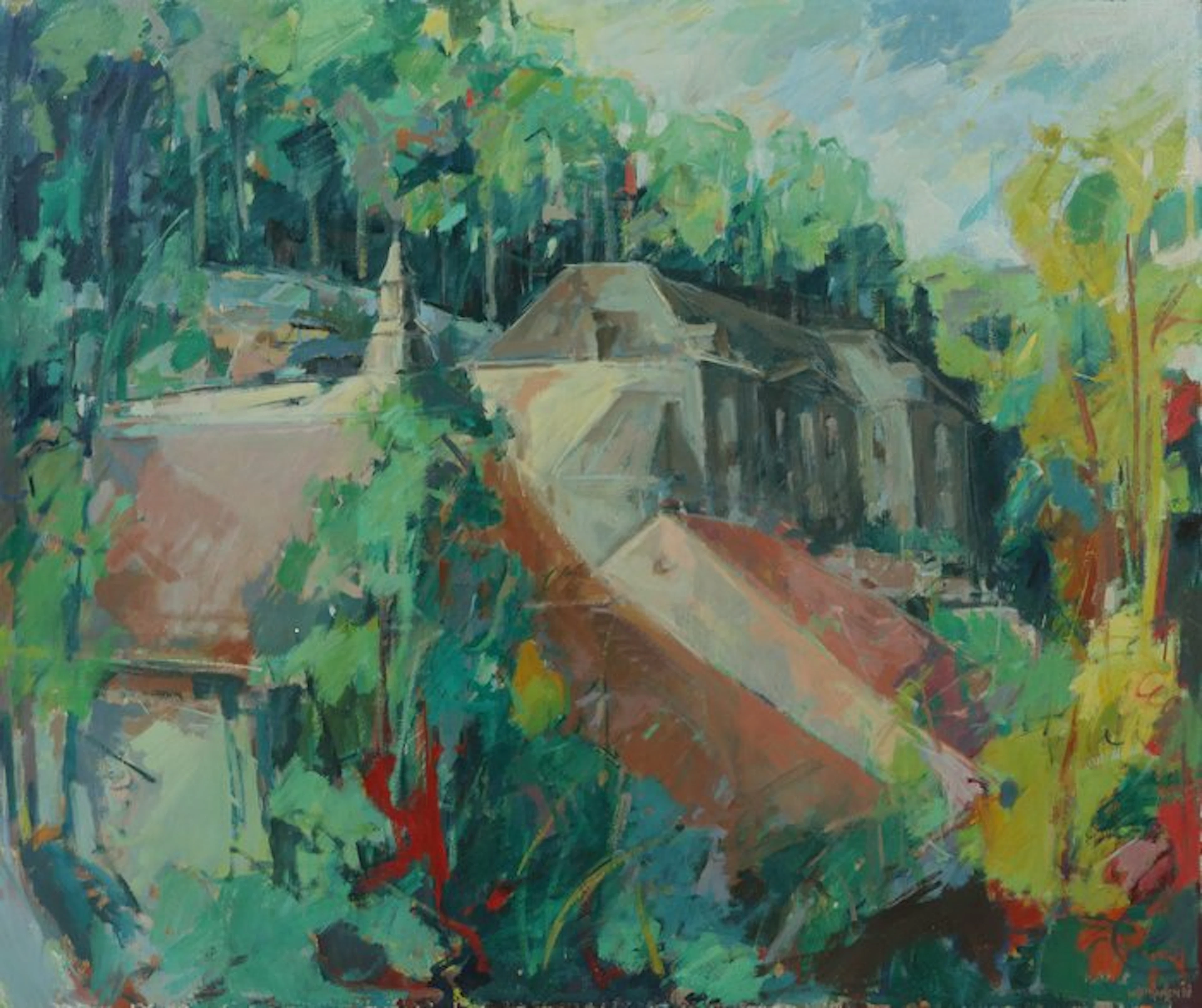 Willem Janssen (1950) - Chateau Neercanne met uitzicht op grenskantoor