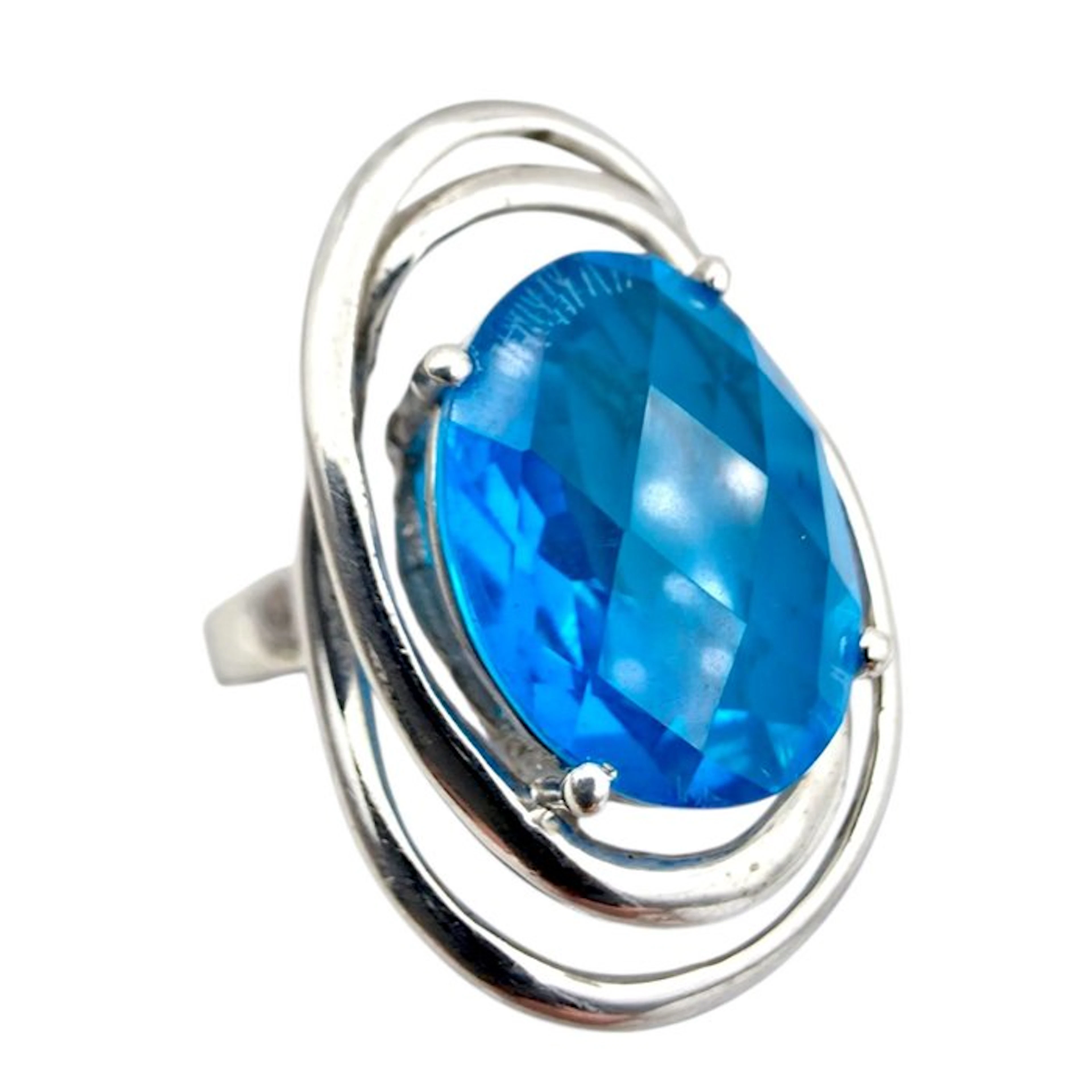 No reserve price - Ring Silver - London Blue Topaz
