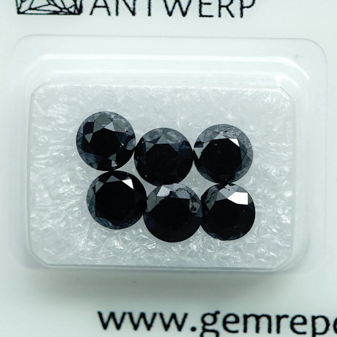 6 pcs Diamond (Colour-treated) - 4.04 ct - Round - Fancy...