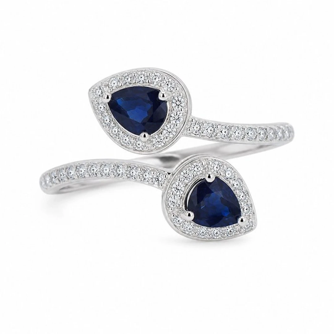 No reserve price - Ring Gold-plated Sapphire - 18kt Gold Plated