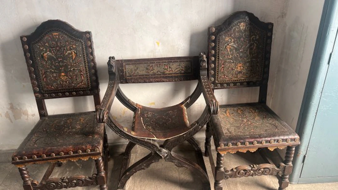 Chair (5) - Wood, Leather