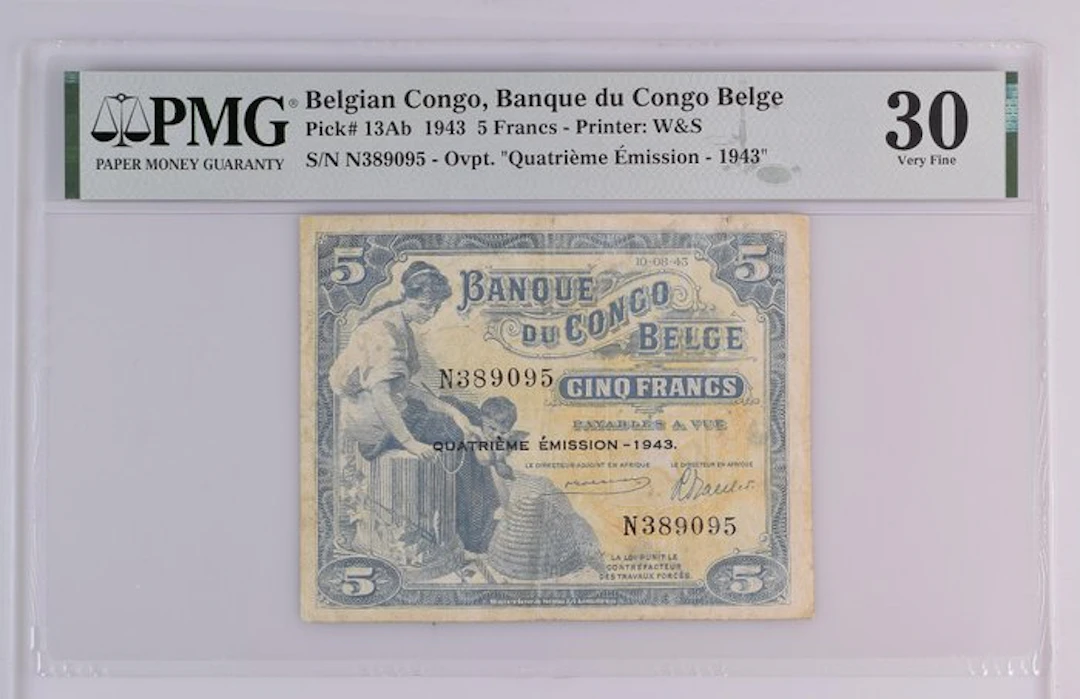 Belgian Congo. - 5 Francs - 1943 - Pick 13Ab (No reserve price)