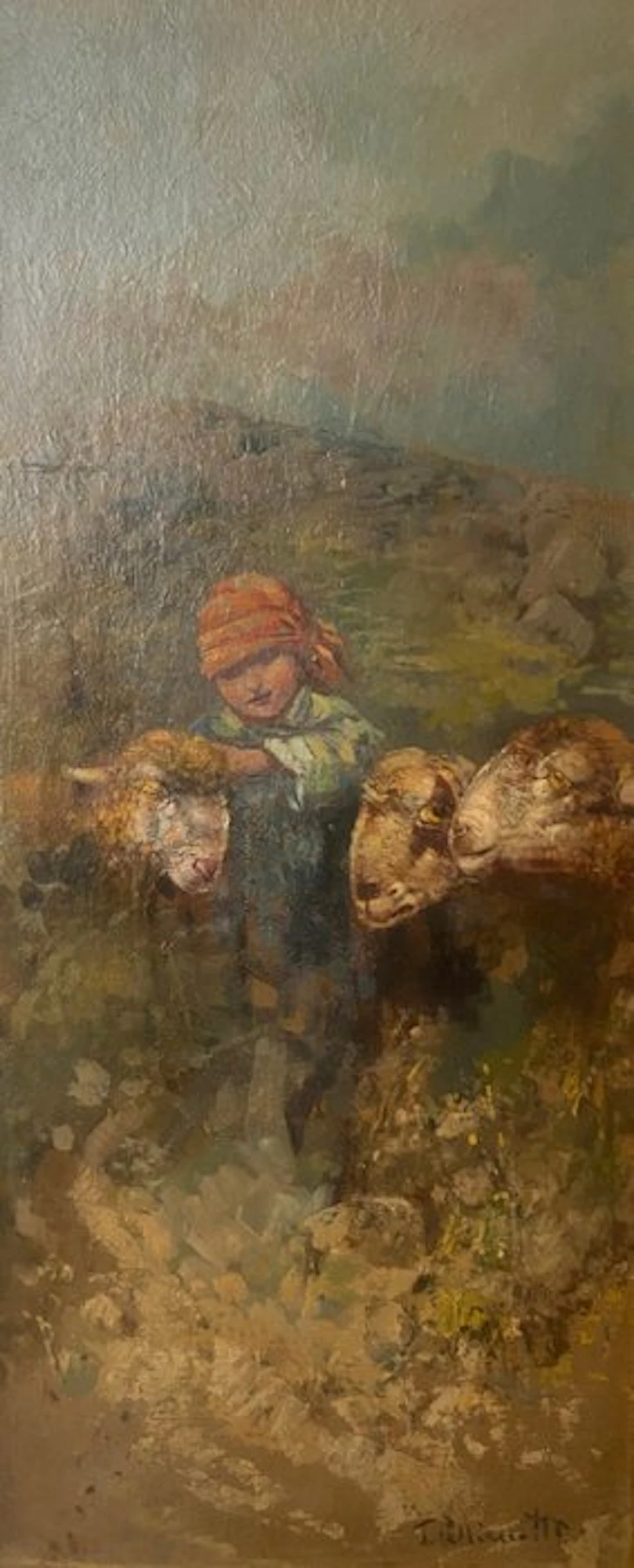 Tito Pellicciotti (1871-1950) - Contadinello con Pecore