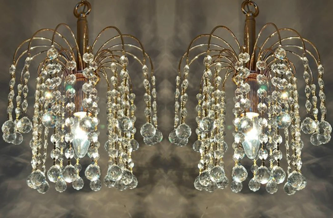 Swarovski - Chandelier (2) - Crystal, Gold leaf