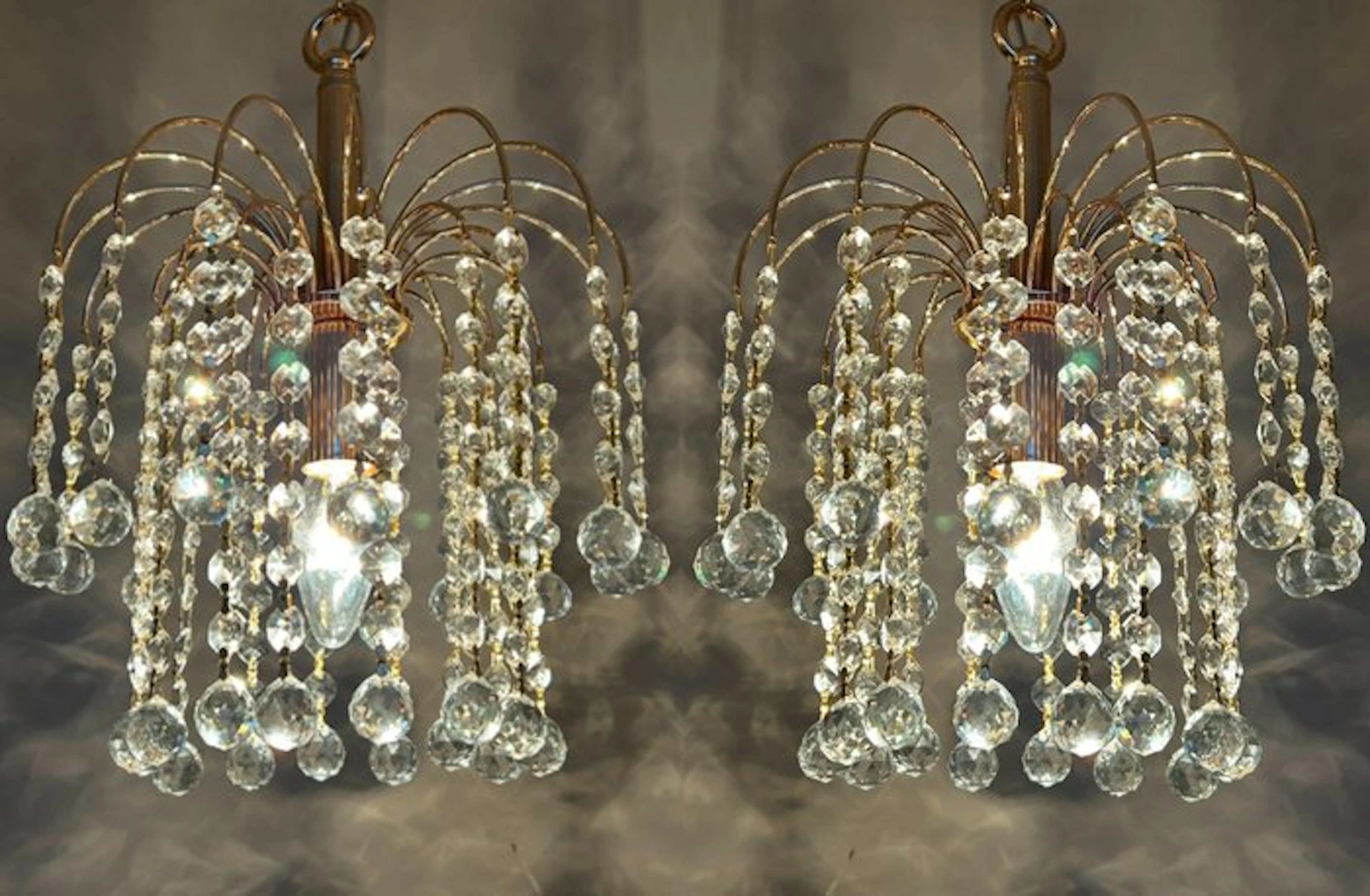 Swarovski - Chandelier (2) - Crystal, Gold leaf