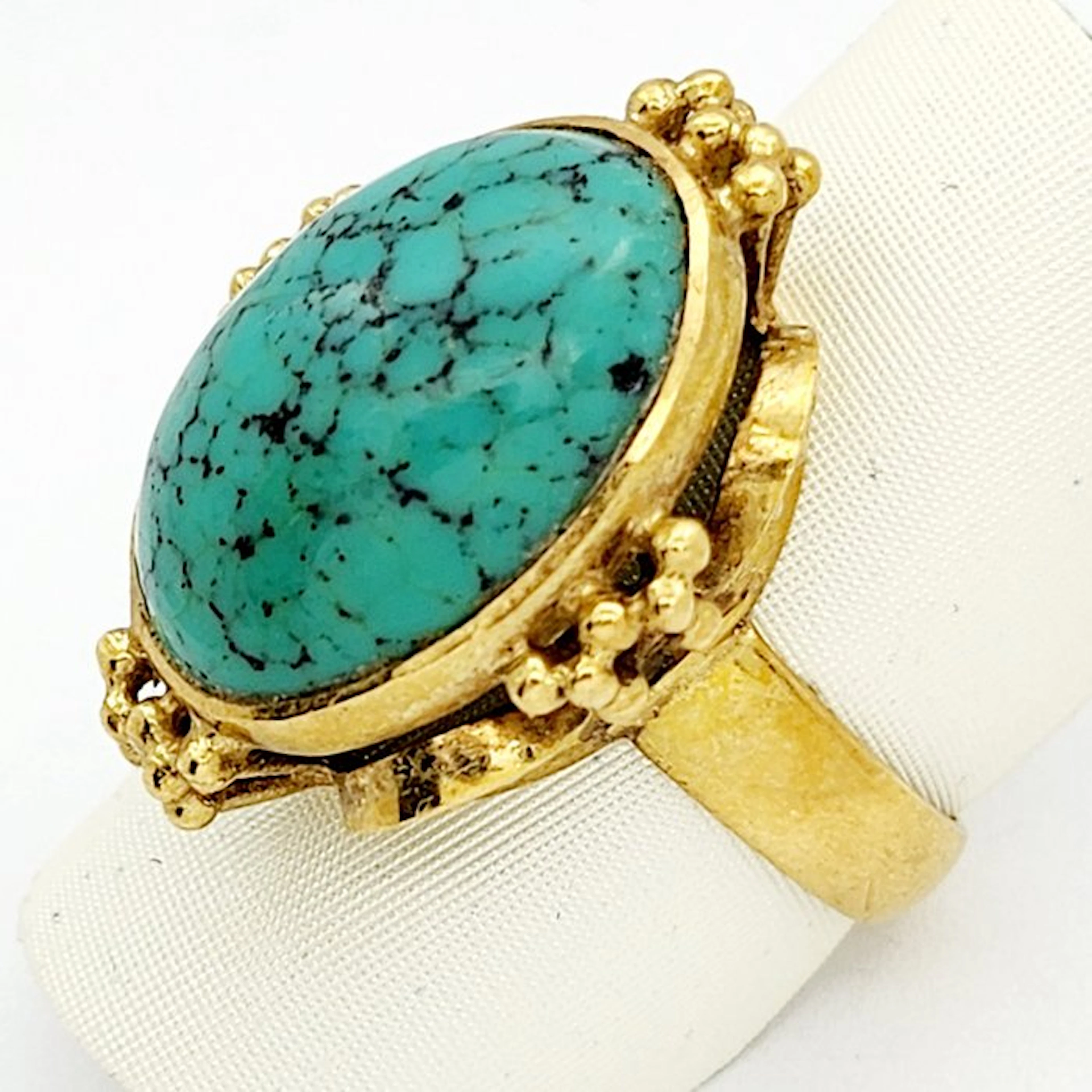 Ring - 18 kt. Yellow gold - 6.50ct. tw. Turquoise