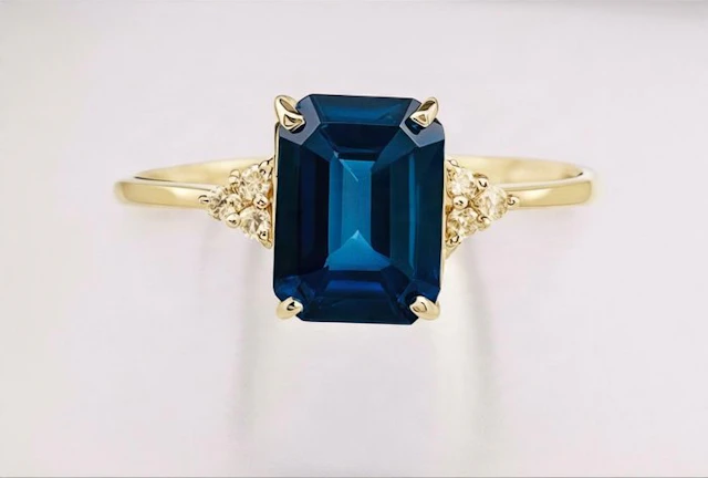 No reserve price - Ring - 14 kt. White gold Sapphire - Diamond