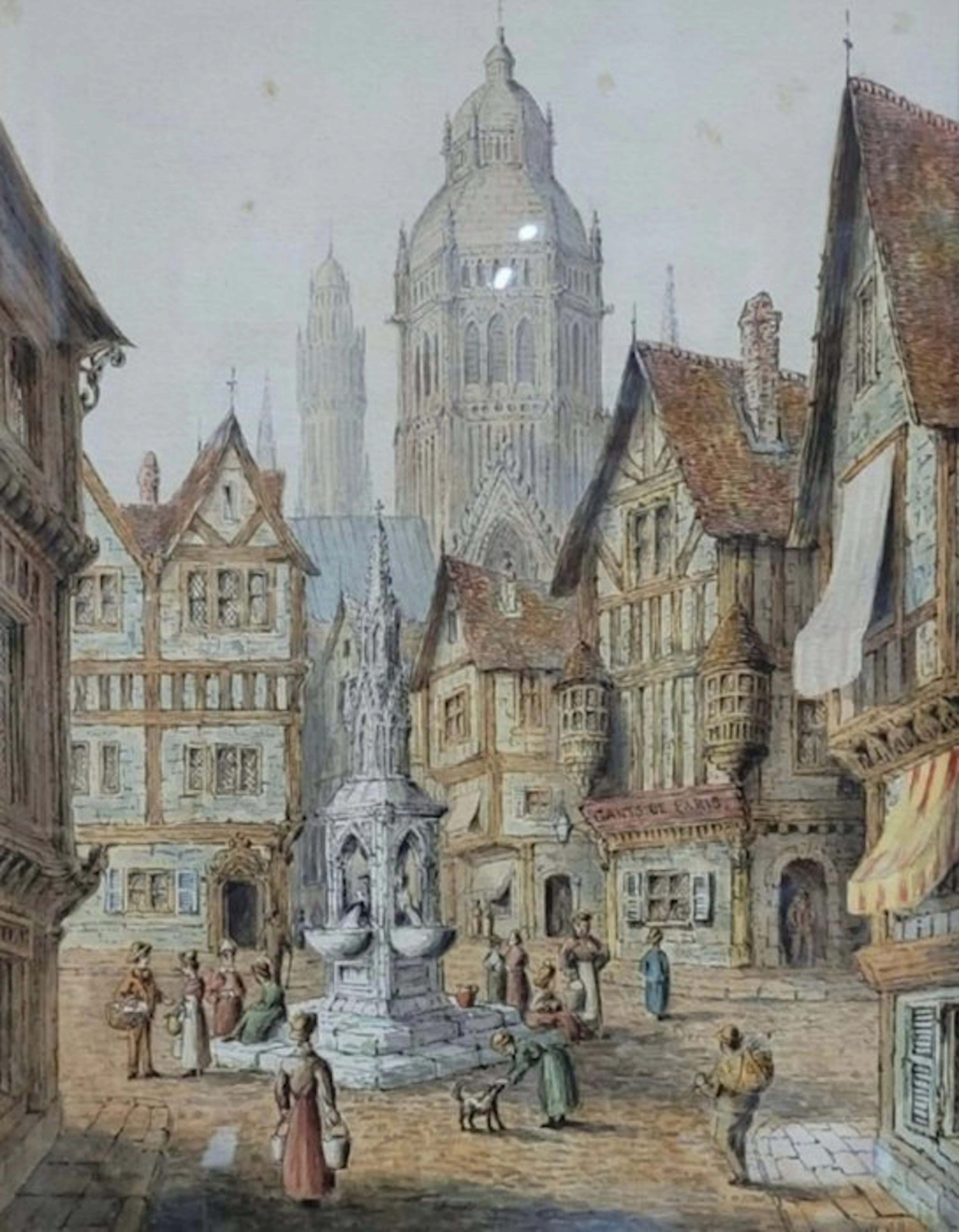 Henry Charles Heffer (1848-1931) - Street Fountain, Mayence