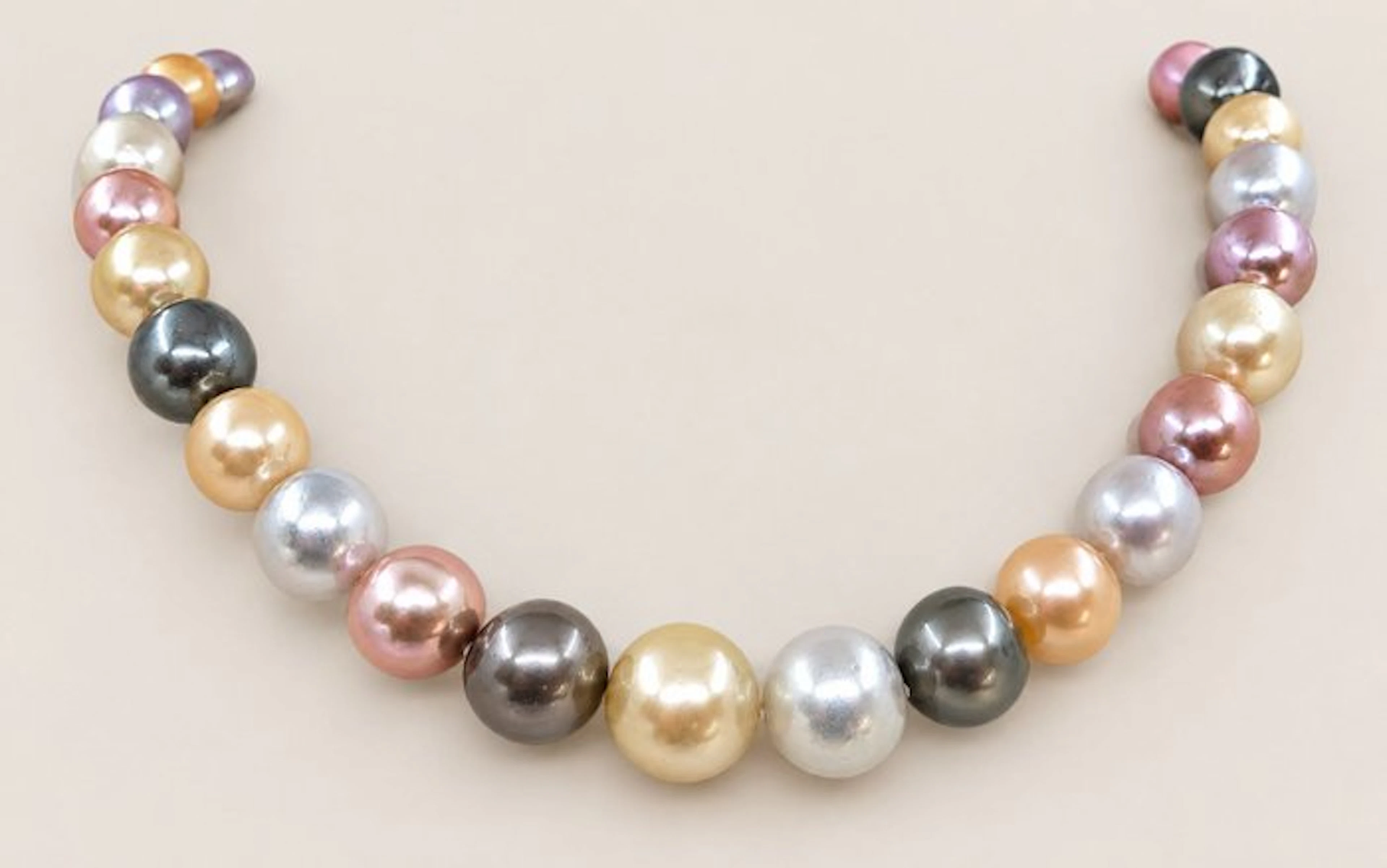 Necklace 10x15mm Round South Sea, Tahiti and Edison Pearls