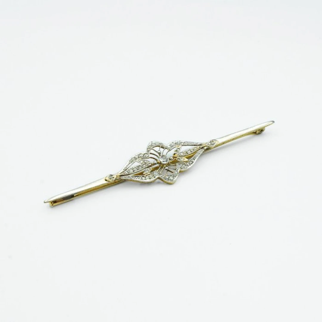 Brooch - 18 kt. Yellow gold, Platinum