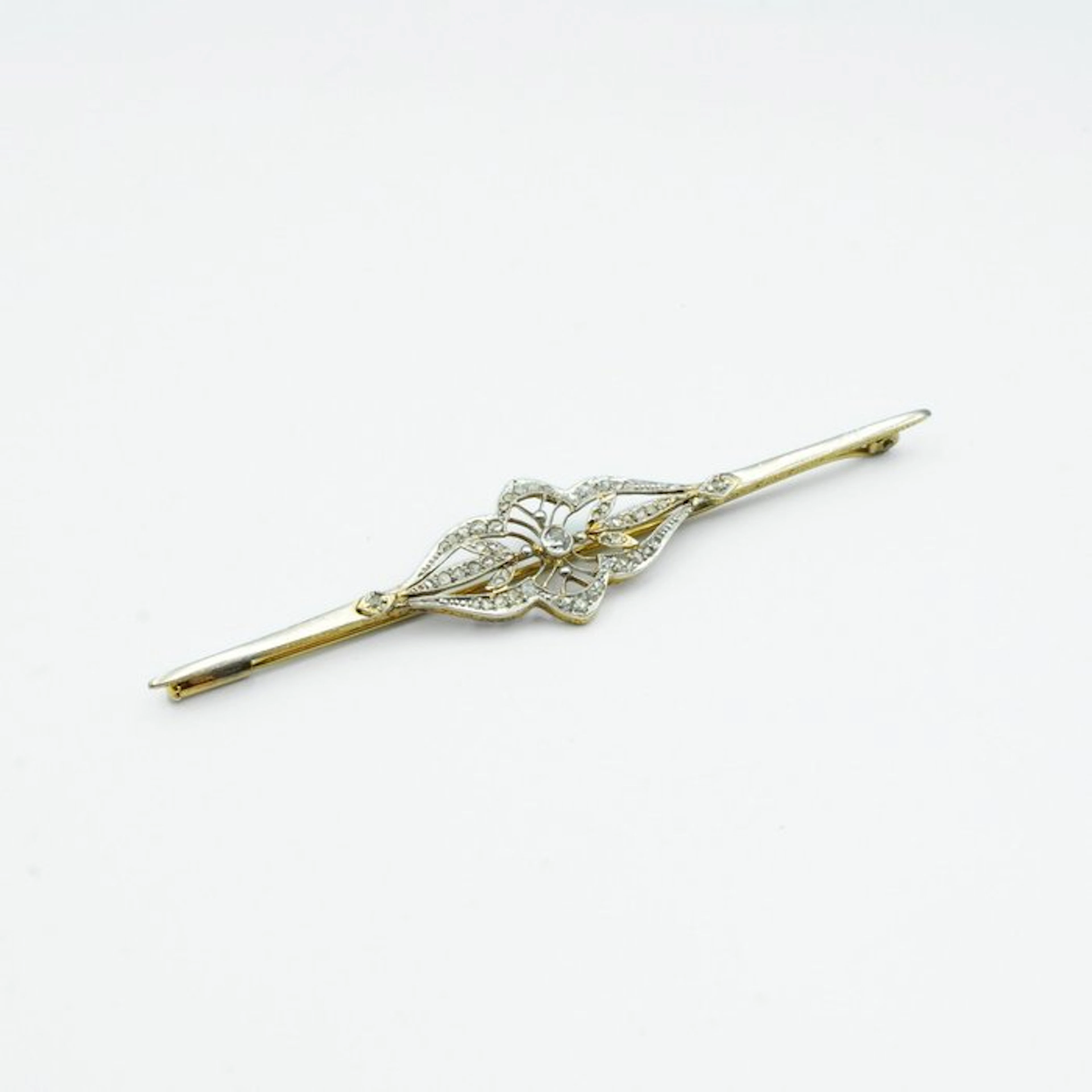 Brooch - 18 kt. Yellow gold, Platinum
