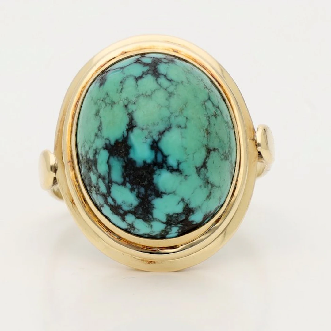 Ring - 14 kt. Yellow gold - 6.27ct. tw. Turquoise