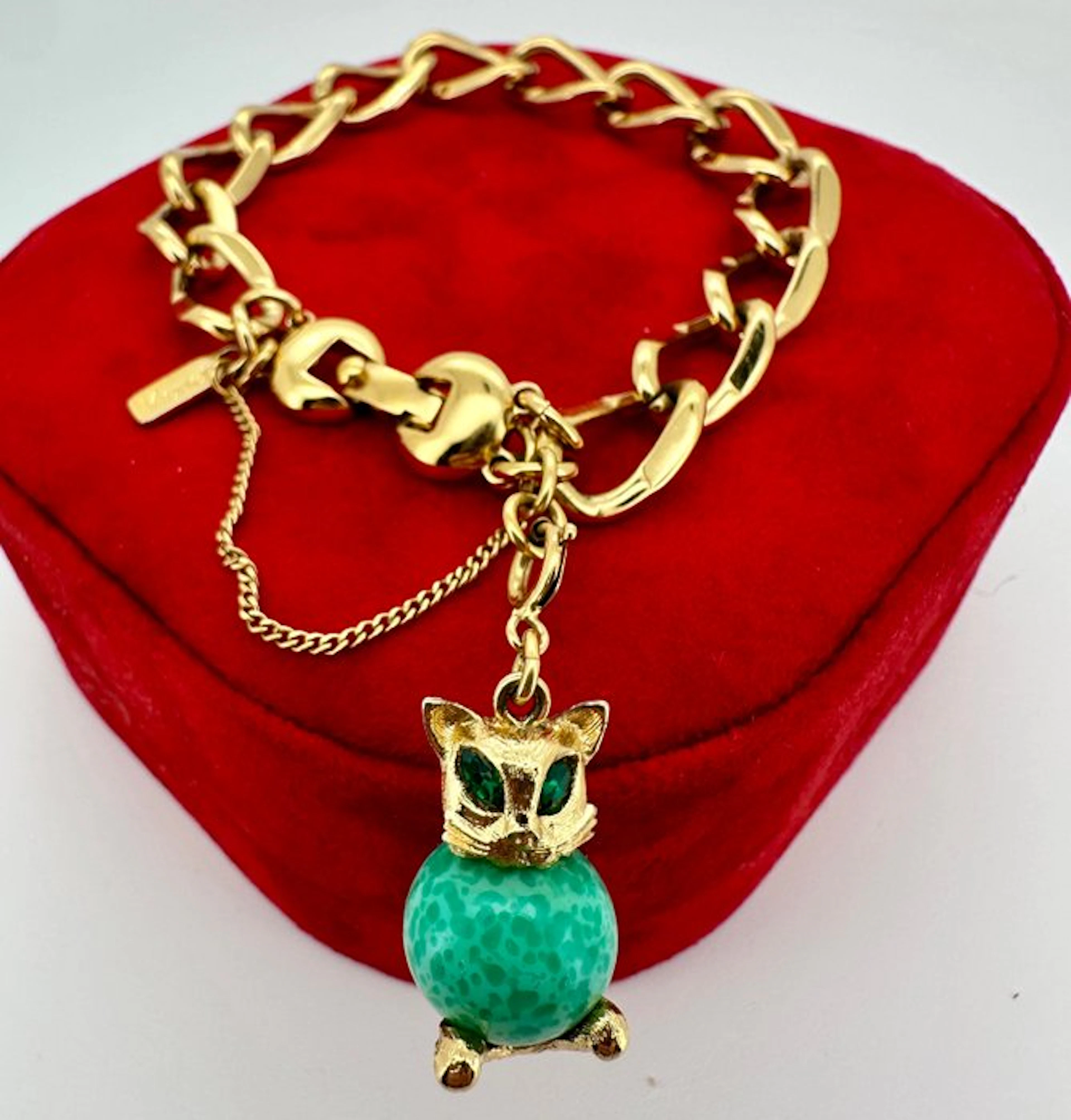 Monet - Gold-plated - Bracelet - Cat Charm – 1960s