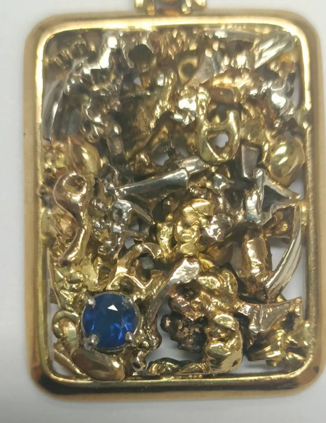 Pendant - 18 kt. Rose gold, Yellow gold Sapphire - Unique Vintage Pendant