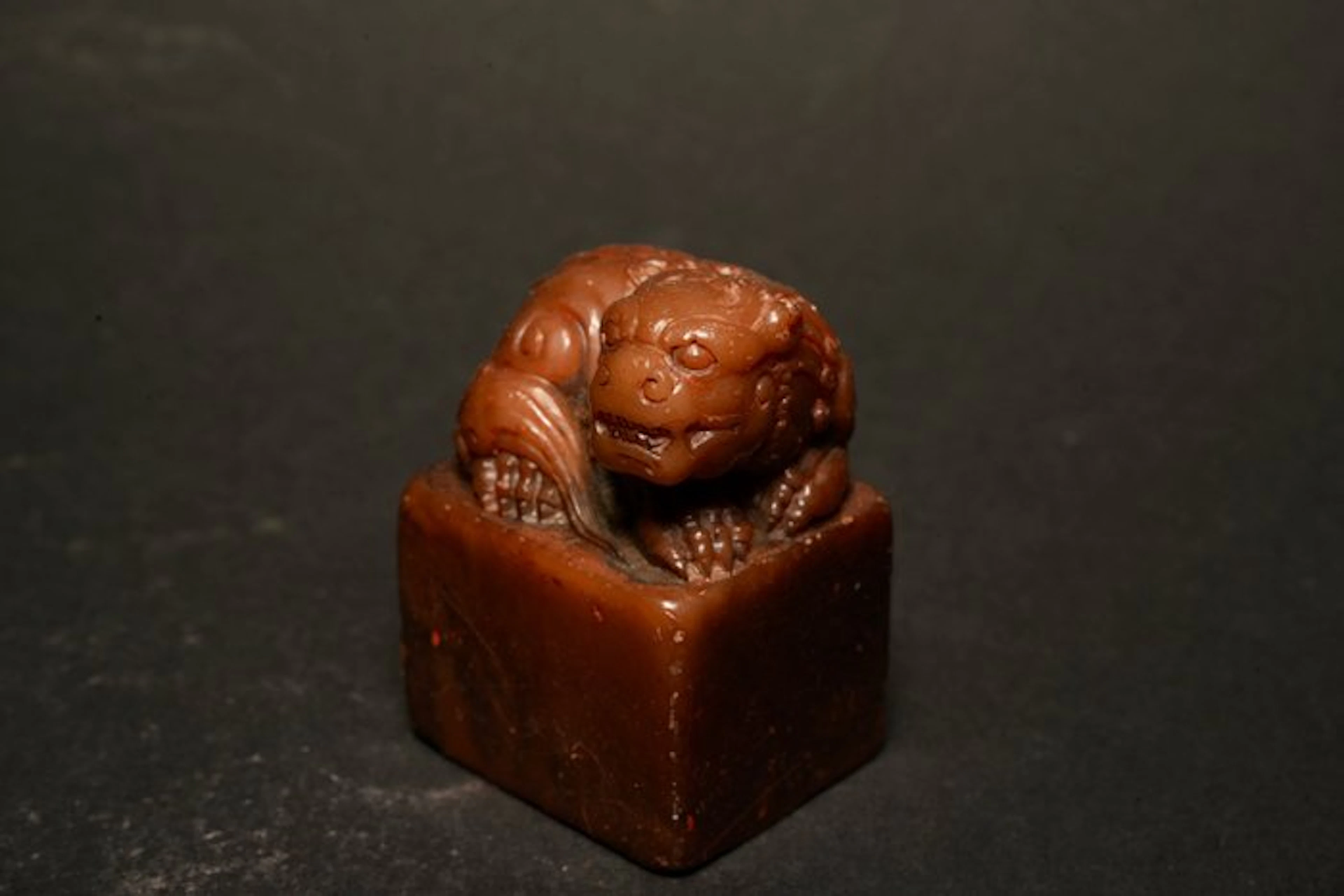 20th Century Stone Seal Carved with a Lion