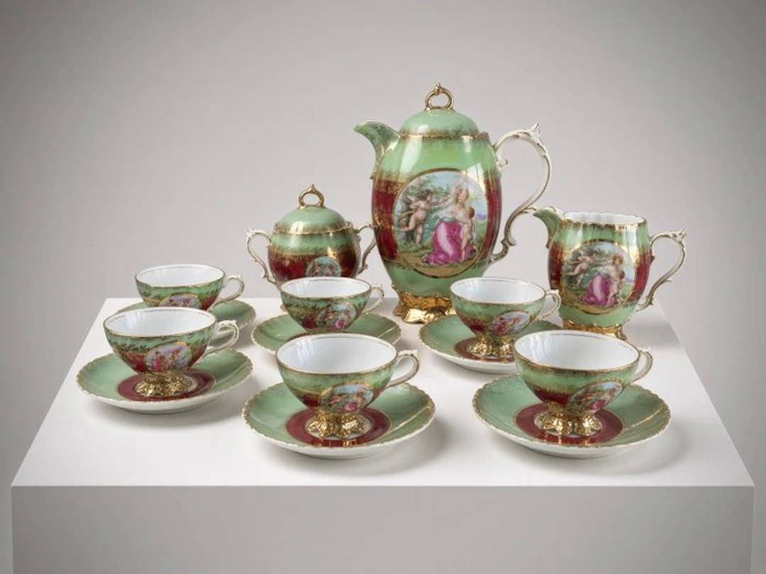 Coffee service (15) - Vintage German Lusterware Porcelain...