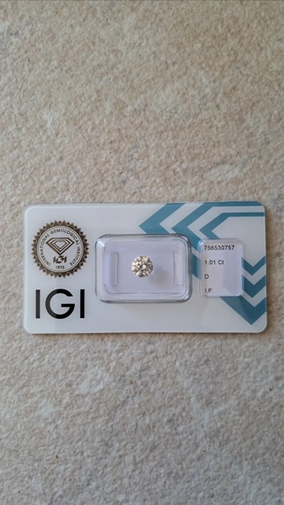 1 pcs Diamond (Natural) - 1.01 ct - Round - D...