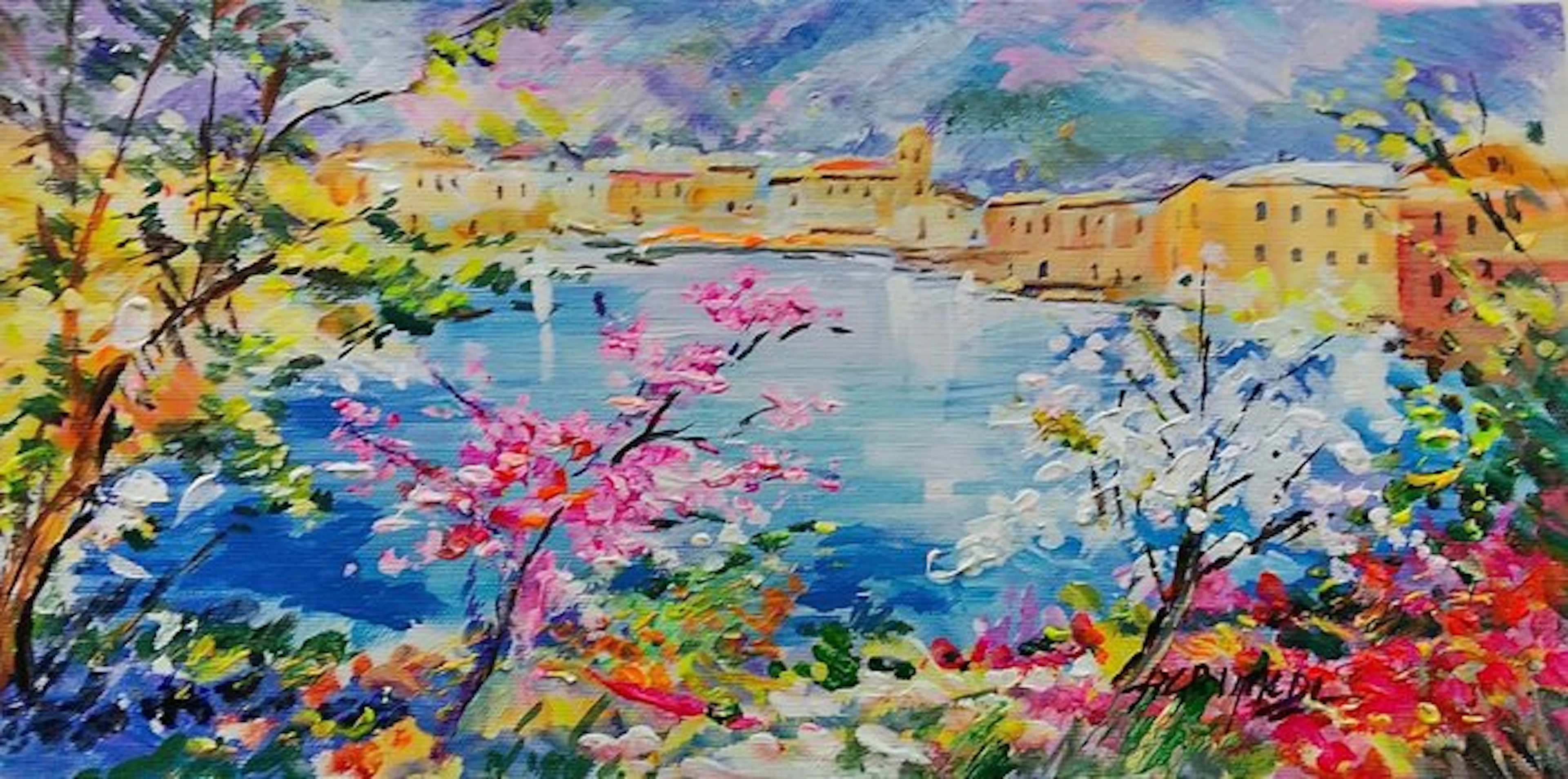 Alfredo Grimaldi (1950) - Vaduta del lago - omaggio al Maestro Michele Cascella