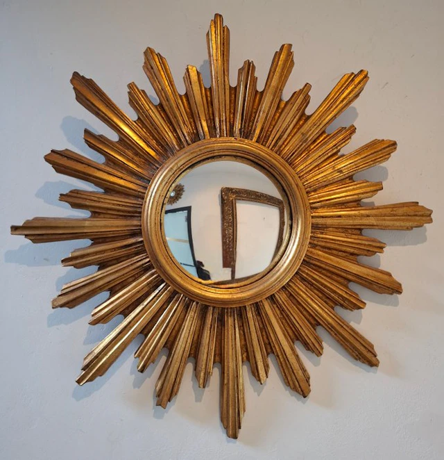 Mirror- Superb patina - Wood - Sun Mirror 1960