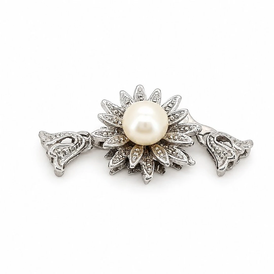 Necklace clasp - 18 kt. White gold Pearl - Made in Italy - Handmade