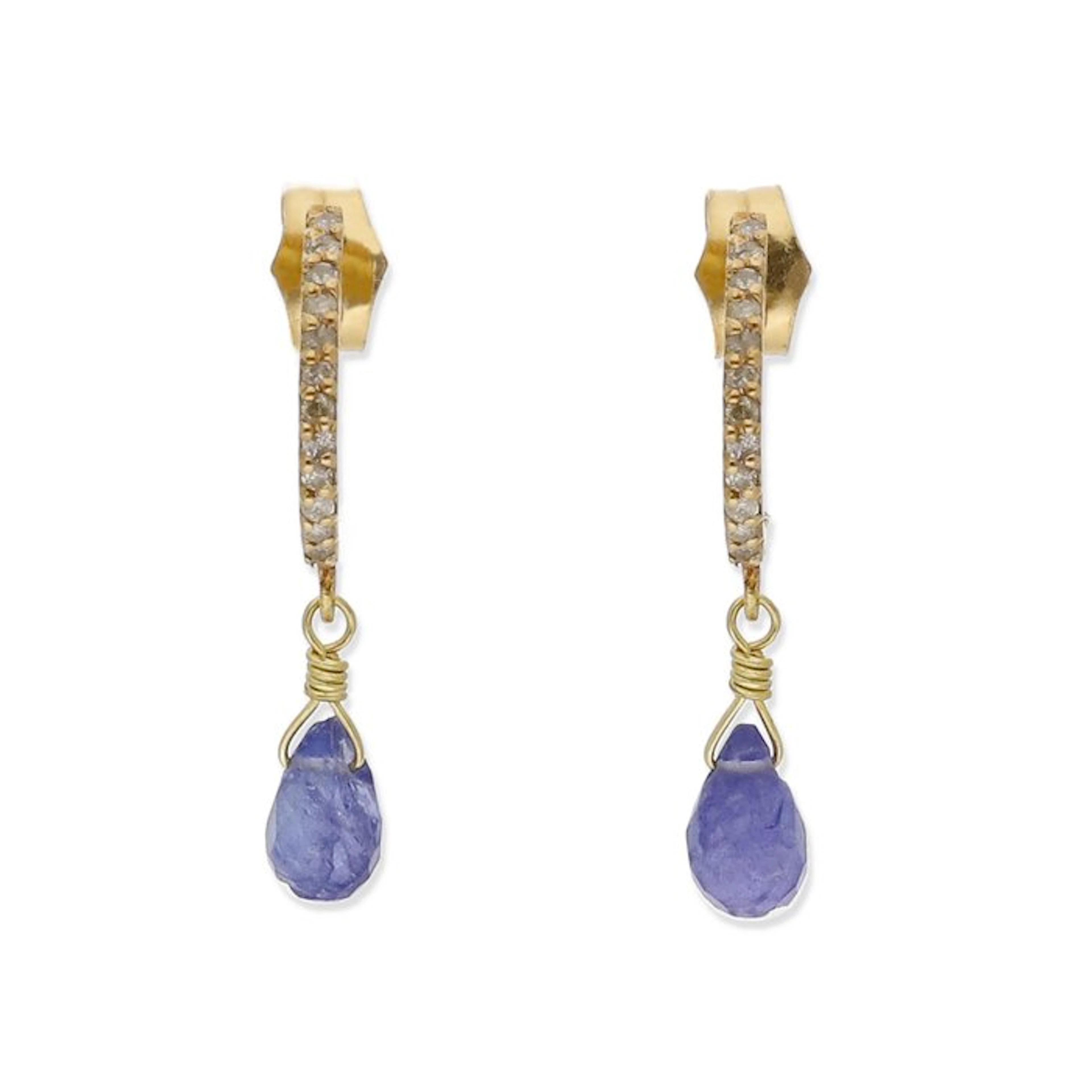 Earrings - 18 kt. Yellow gold Tanzanite - Diamond