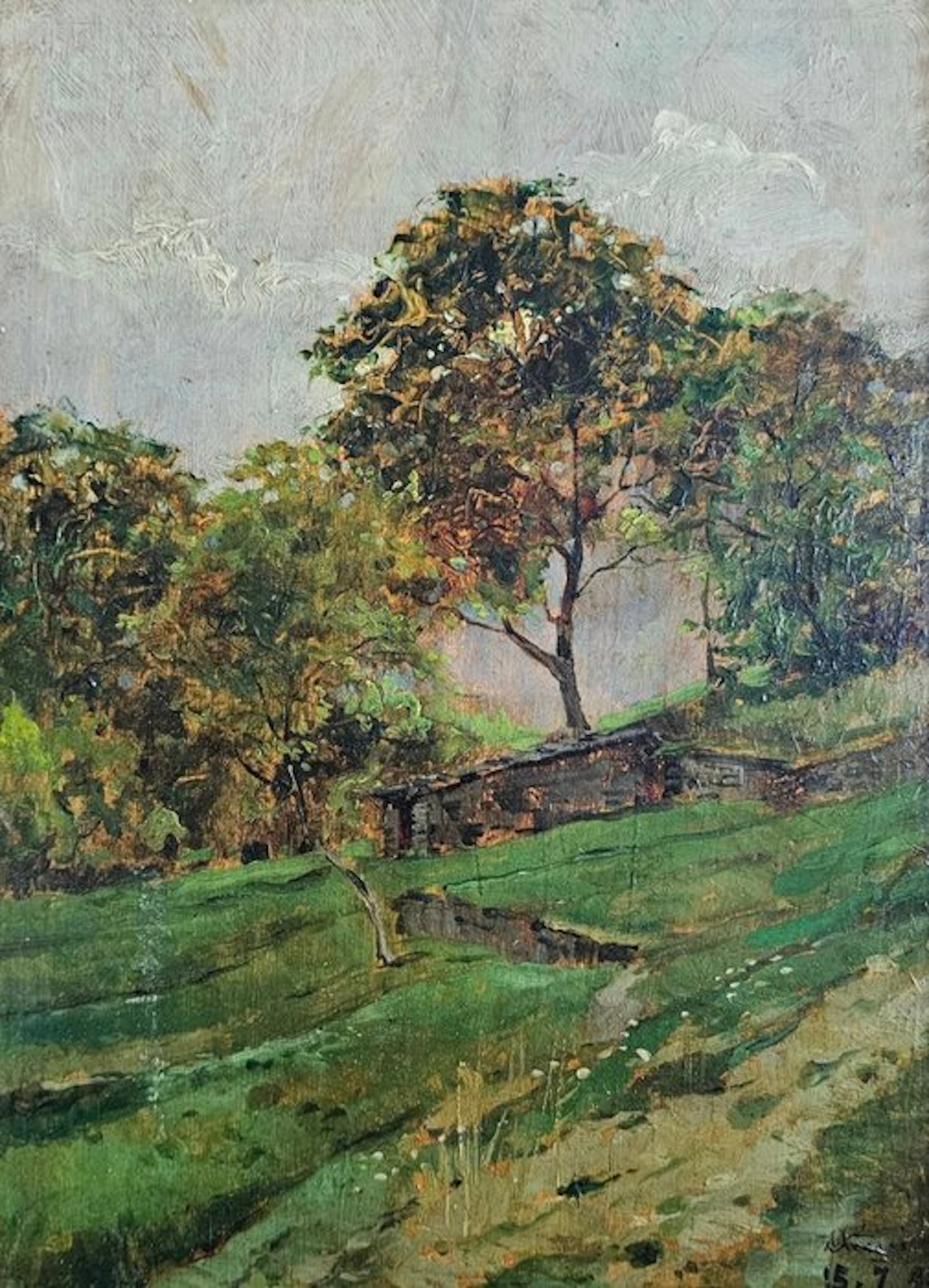 Mario Viani D'Ovrano (1862-1922) - Paesaggio di Campagna