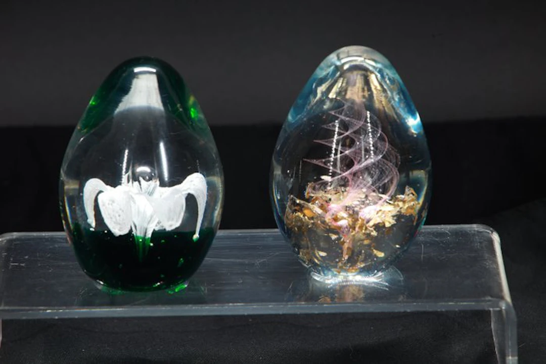 Jack Allen – Pair of Scottish Studio Glass Paperweights –...