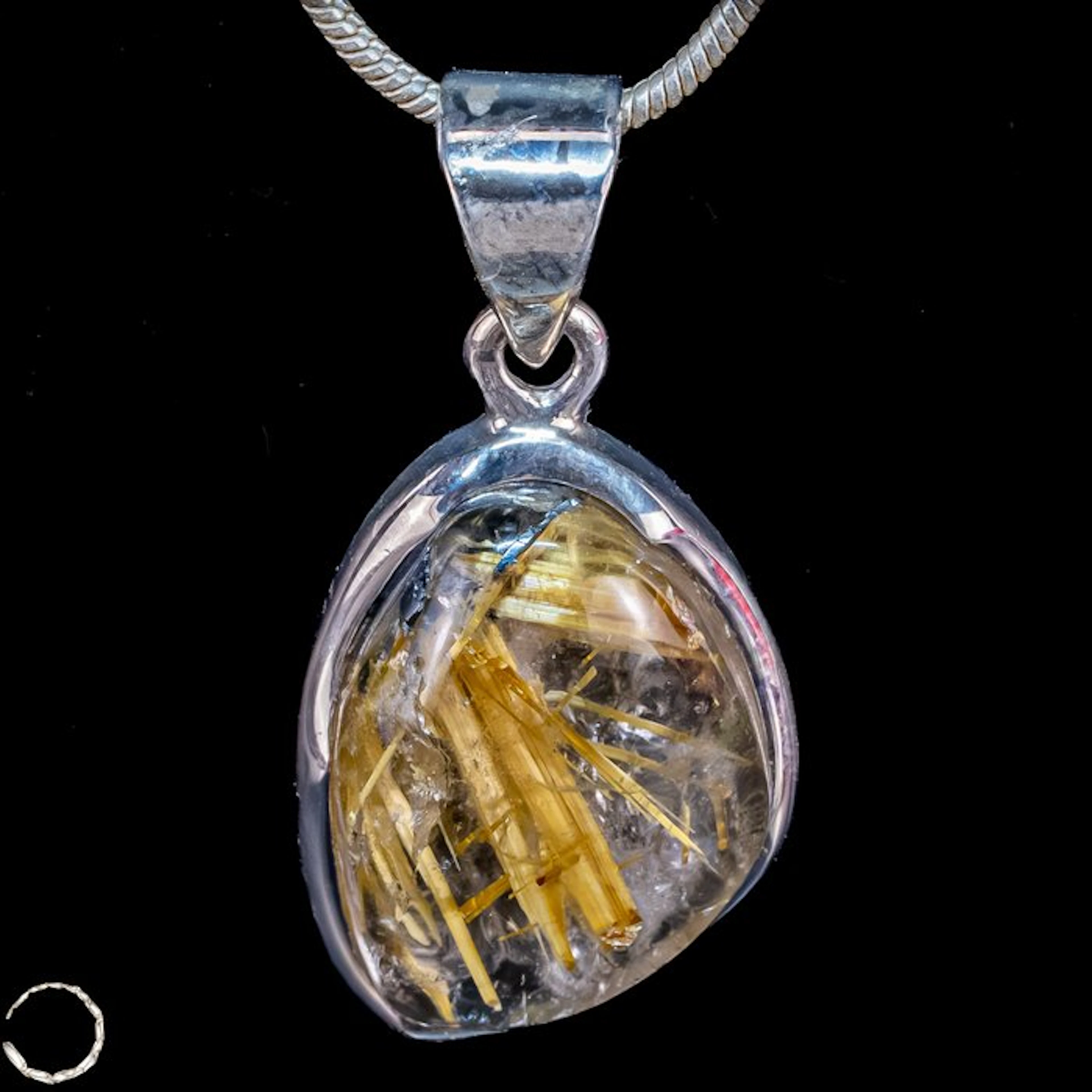 Natural rutile-quartz crystal cabochon vintage pendant 19.25 ct- 3.85 g