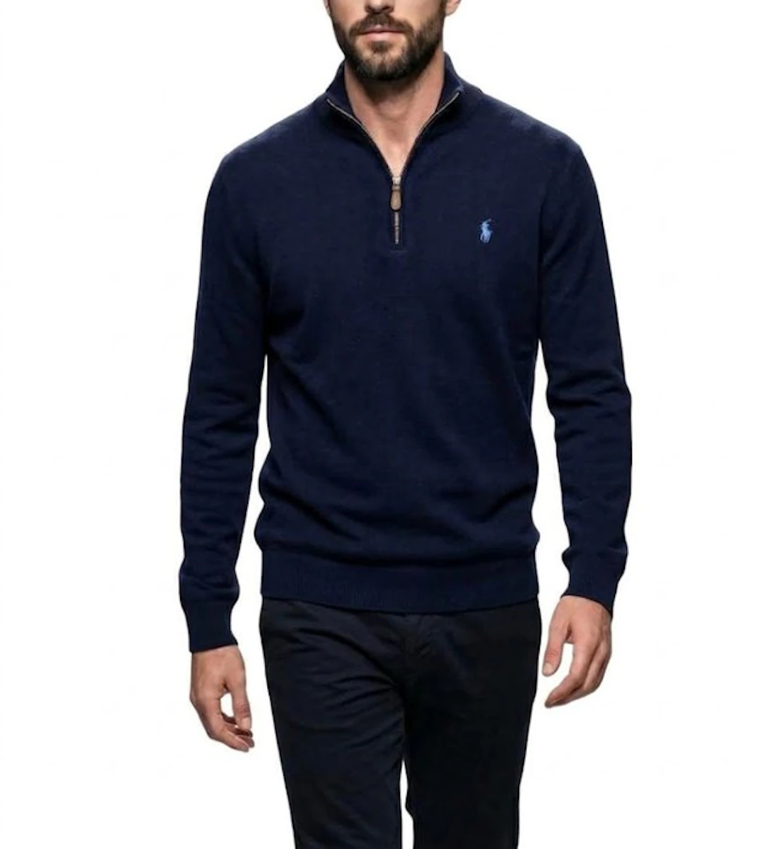 RALPH LAUREN Premium Sweater Wool Classic Leather Collection Tg