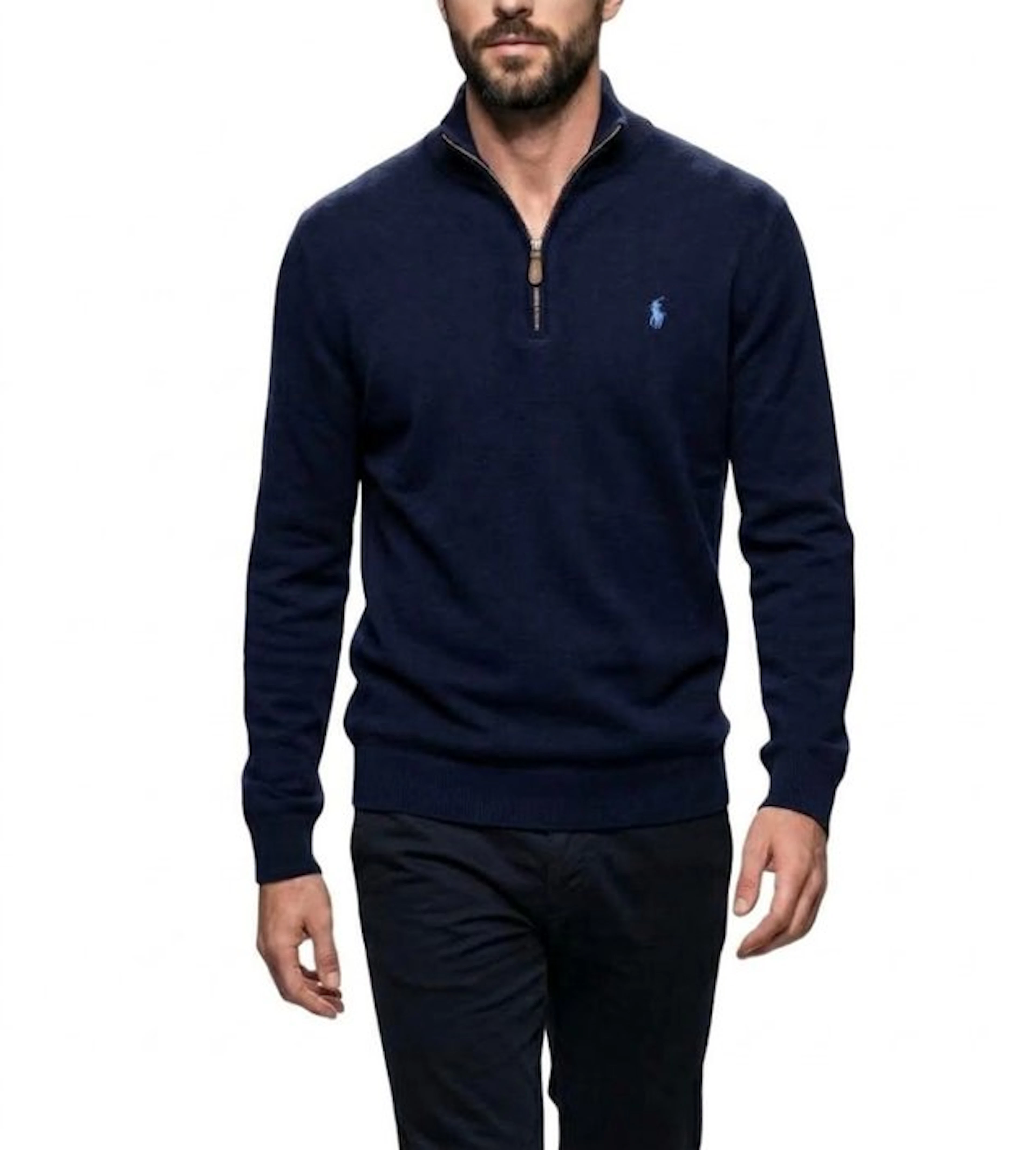 RALPH LAUREN Premium Sweater Wool Classic Leather Collection Tg