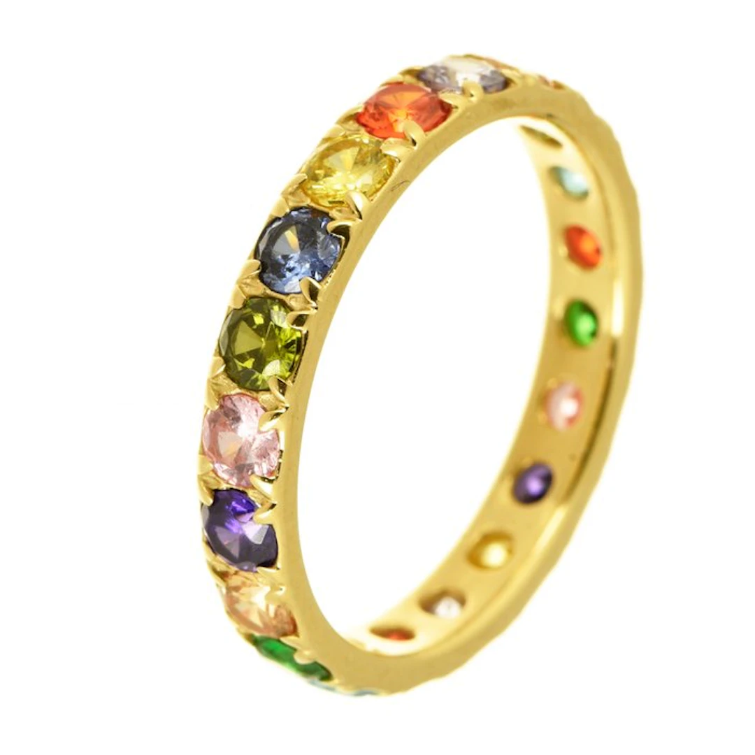Eternity ring - 18 kt. Yellow gold Synthetic gemstone
