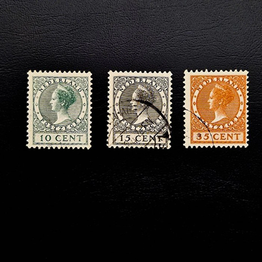 Netherlands 1924/1926 - Queen Wilhelmina 10c, 15c and 35c - NVPH 136 t/m 138