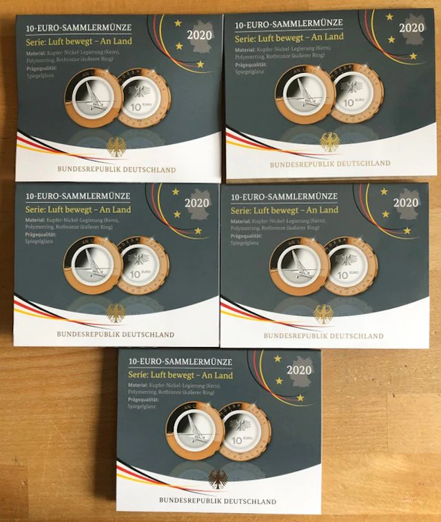 Germany. 10 Euro 2020 "Luft bewegt" (5 coins) (No reserve price)