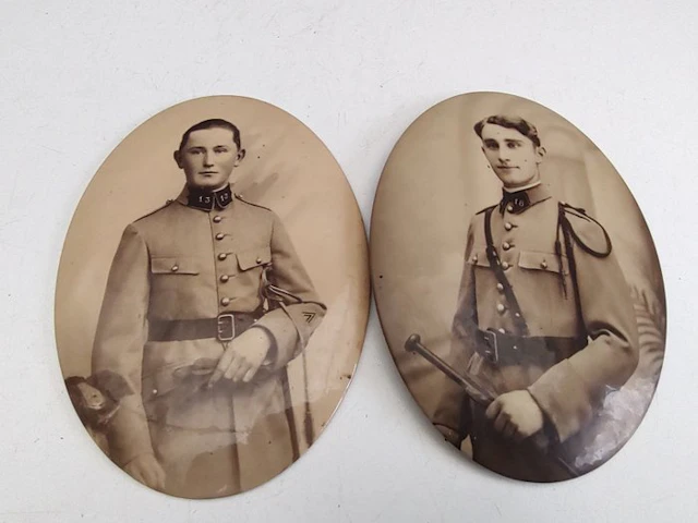 French photos of soldiers printed on tin. - Military accessories