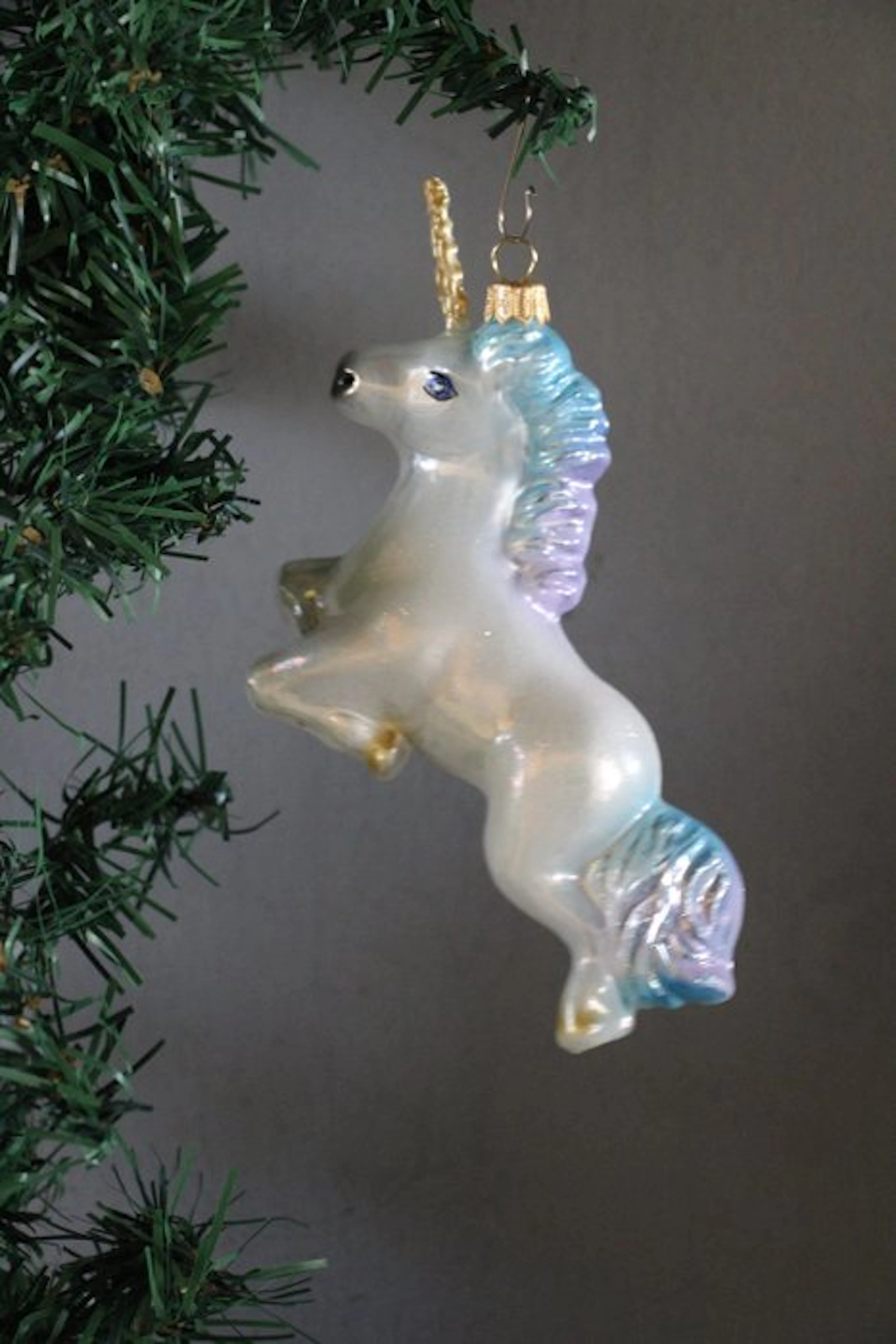 Eenhoorn van glas/Unicorn made from glass - Christmas baubles - Glass