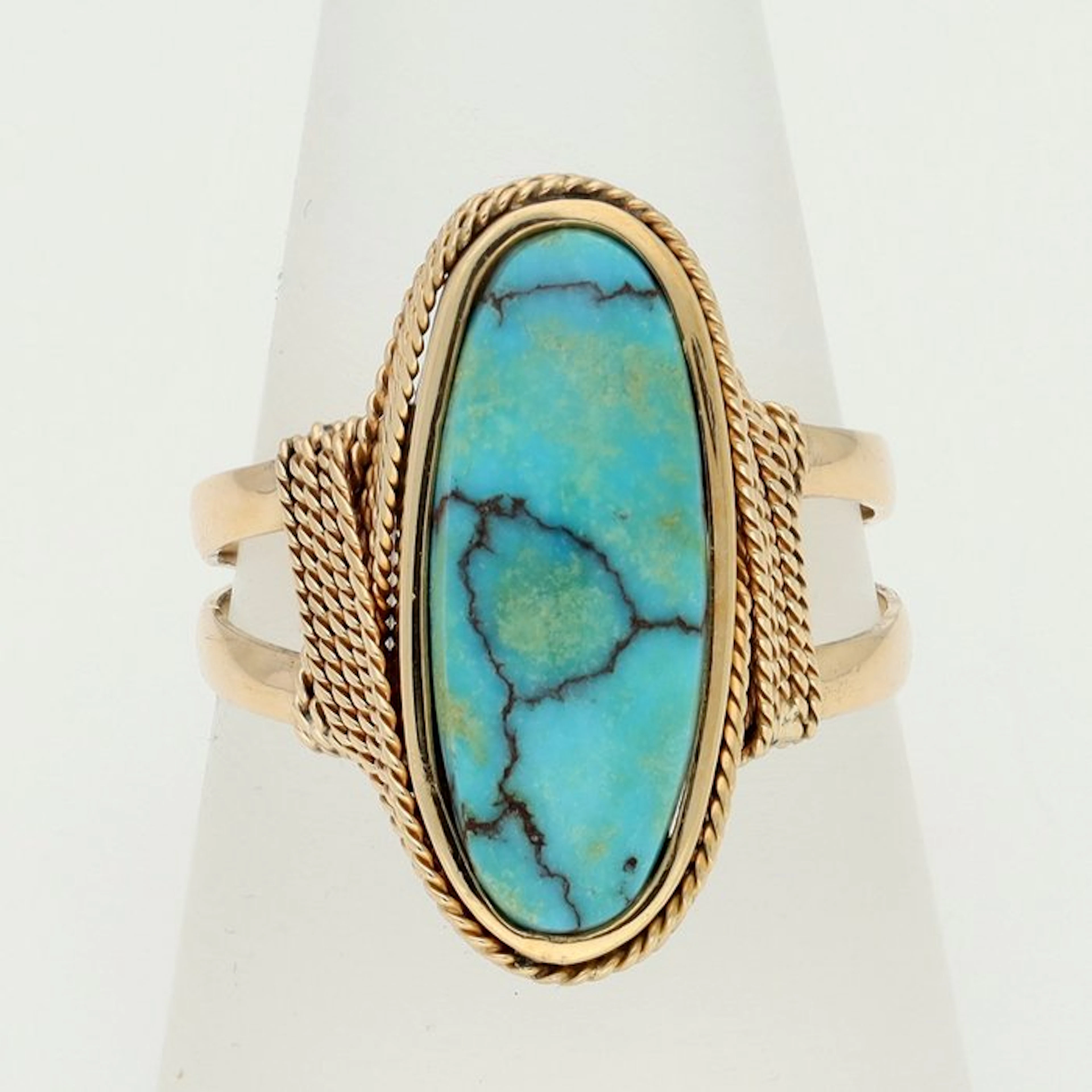 Ring - 14 kt. Yellow gold - Turquoise