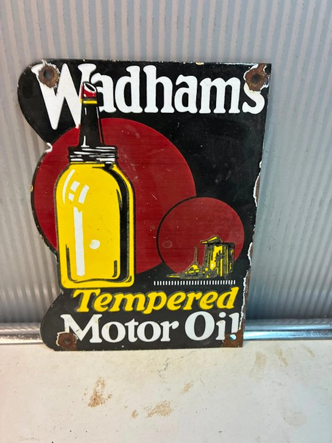 Vintage Wadhams Tempered Motor Oil advertising sign –...