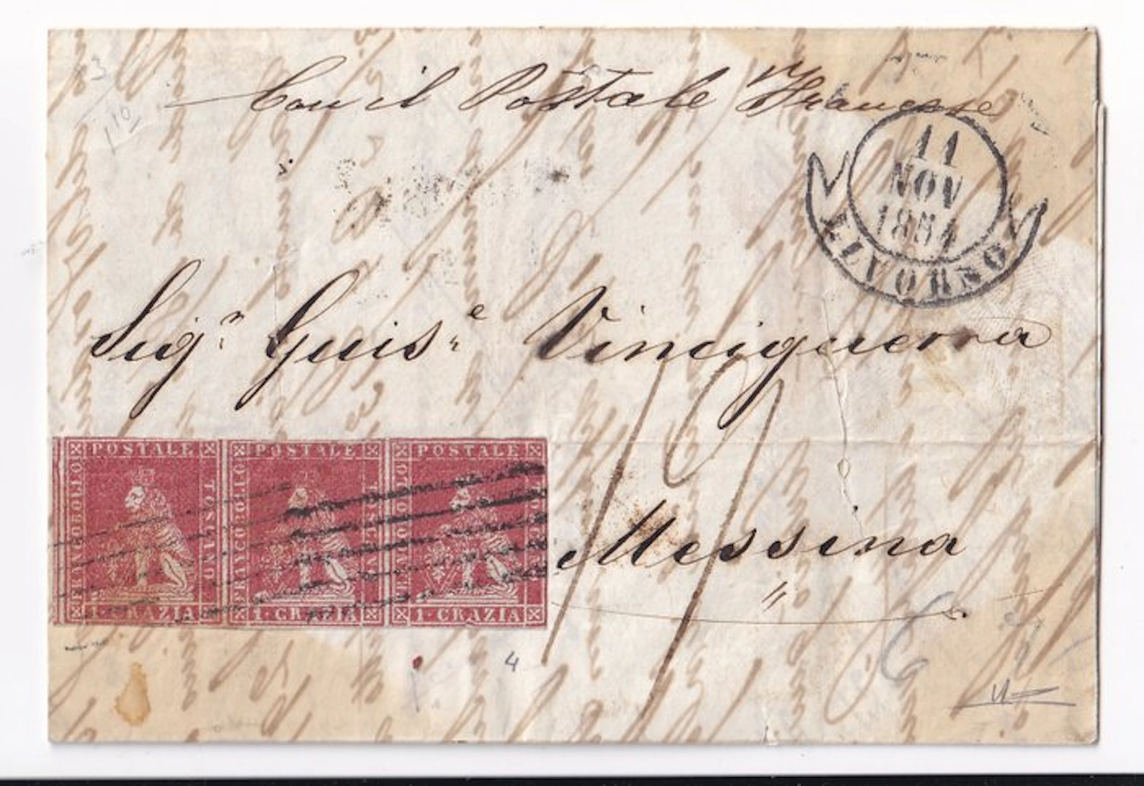 Italian Ancient States - Tuscany - 1854 from Livorno to...