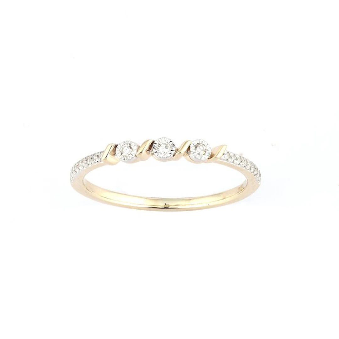 No reserve price - Ring - 14 kt. Yellow gold - 0.05ct. tw. Diamond (Natural)