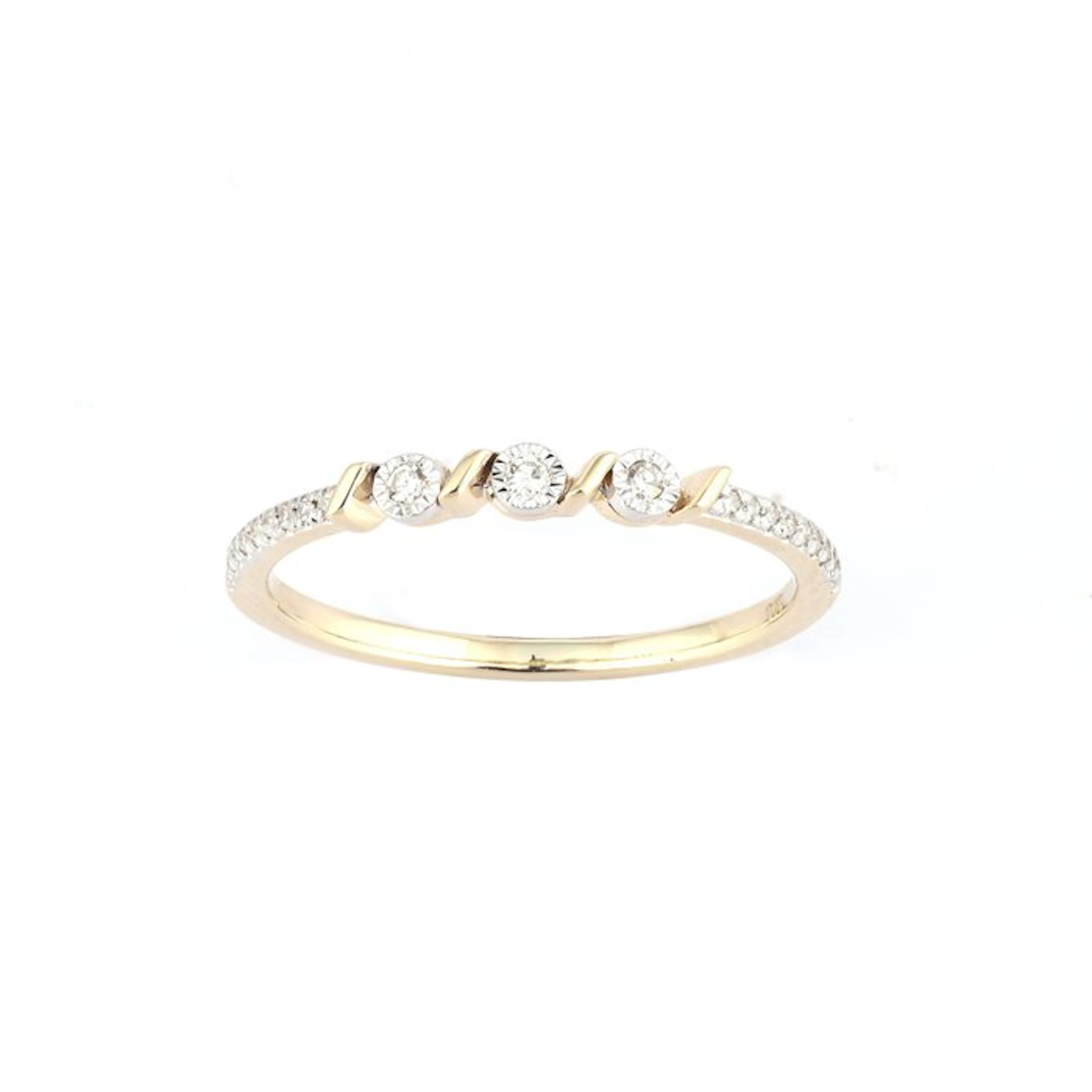 No reserve price - Ring - 14 kt. Yellow gold - 0.05ct. tw. Diamond (Natural)