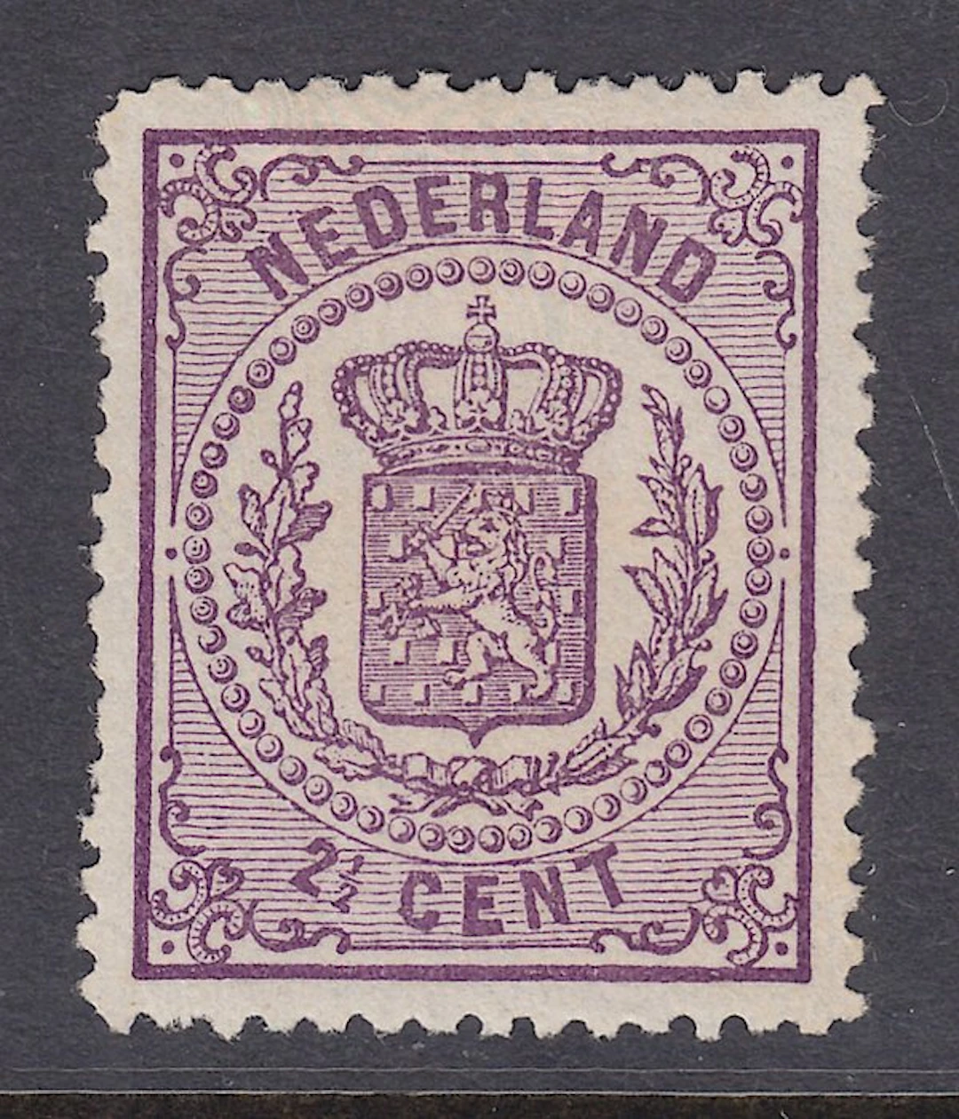 Netherlands 1869 - National coat of arms, line drawing 14 small holes