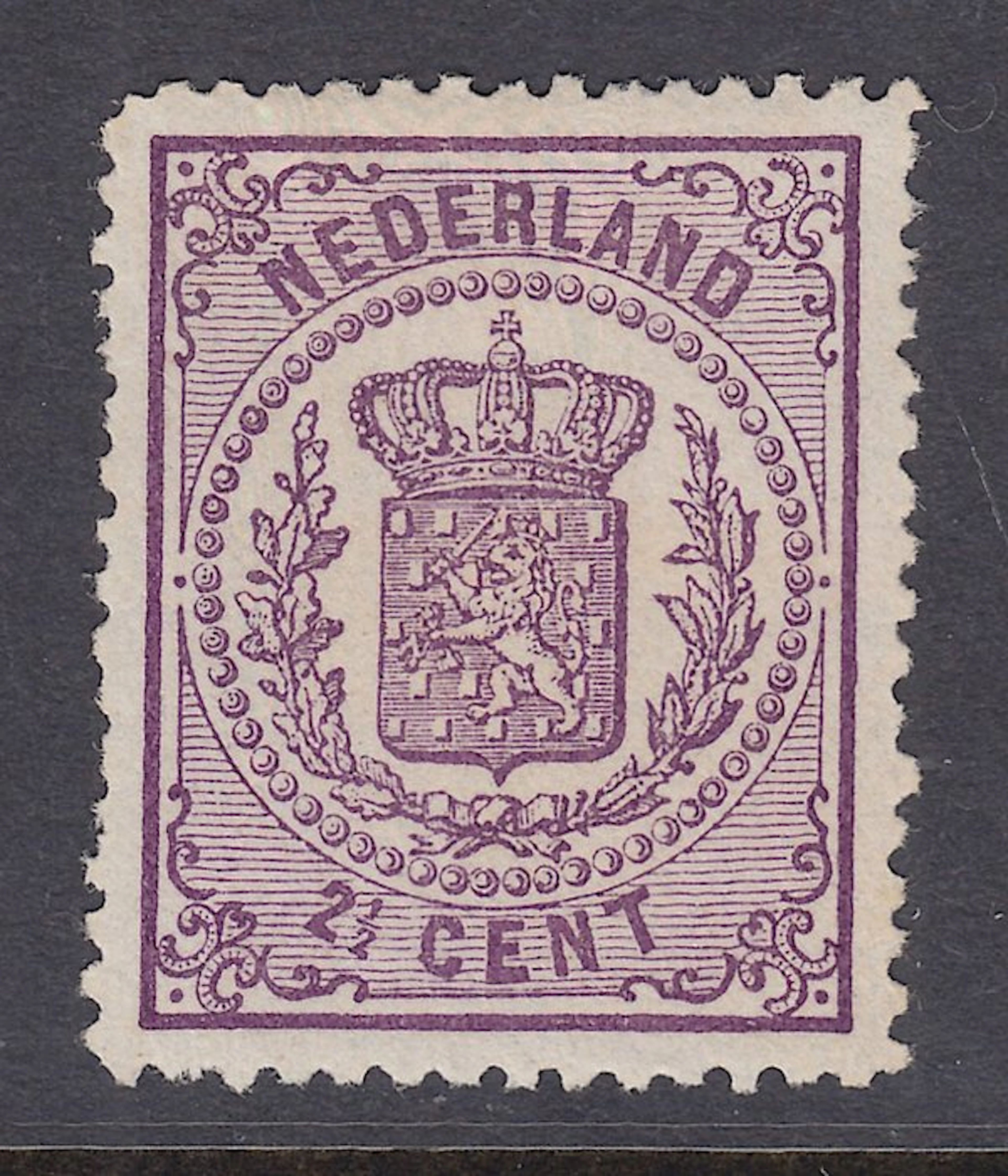 Netherlands 1869 - National coat of arms, line drawing 14 small holes