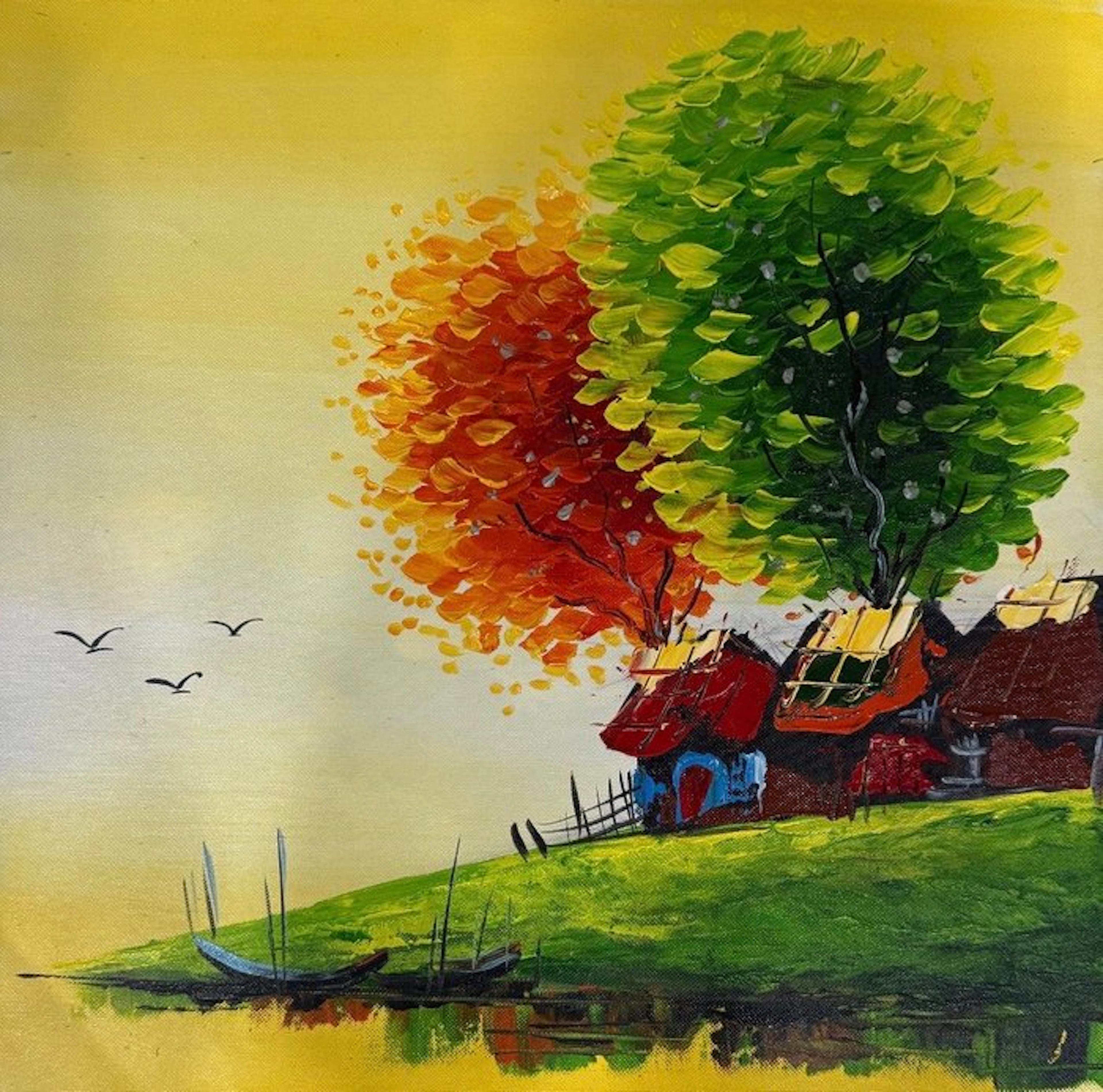 Hung Richard (1966) - Le Hameau d'Automne ↑40 →40 cm → No Reserve ✓