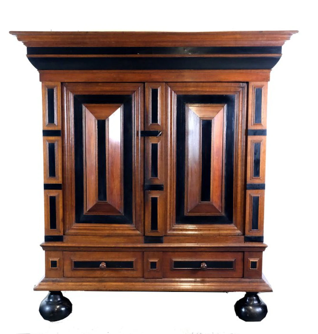 Cupboard - Cushion cabinet - Oak, walnut, and ebony.