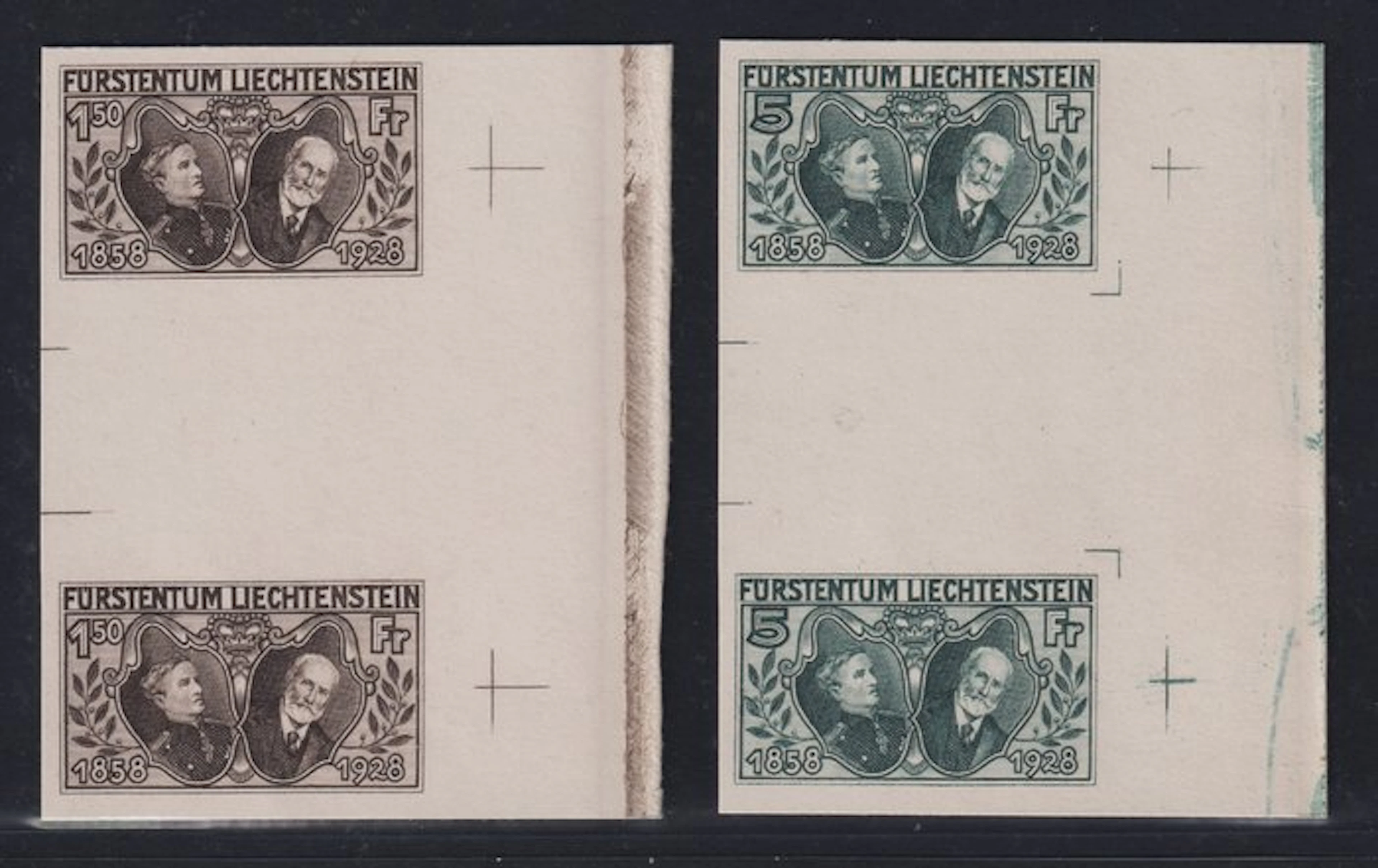 Liechtenstein 1928 - Liechtenstein 86+89 P1 (*) UNGEZÄHNTE ZWISCHENSTEG-PAARE