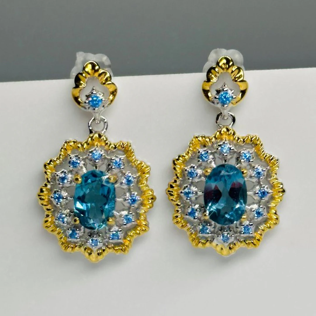 No reserve price - Earrings 18k gold plated 925 Sterling...