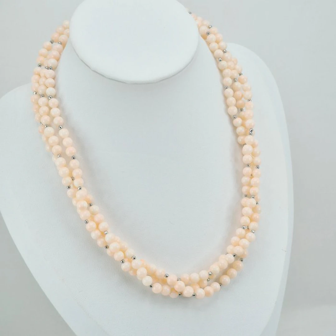 Coral - Silver - Necklace - Pink Coral