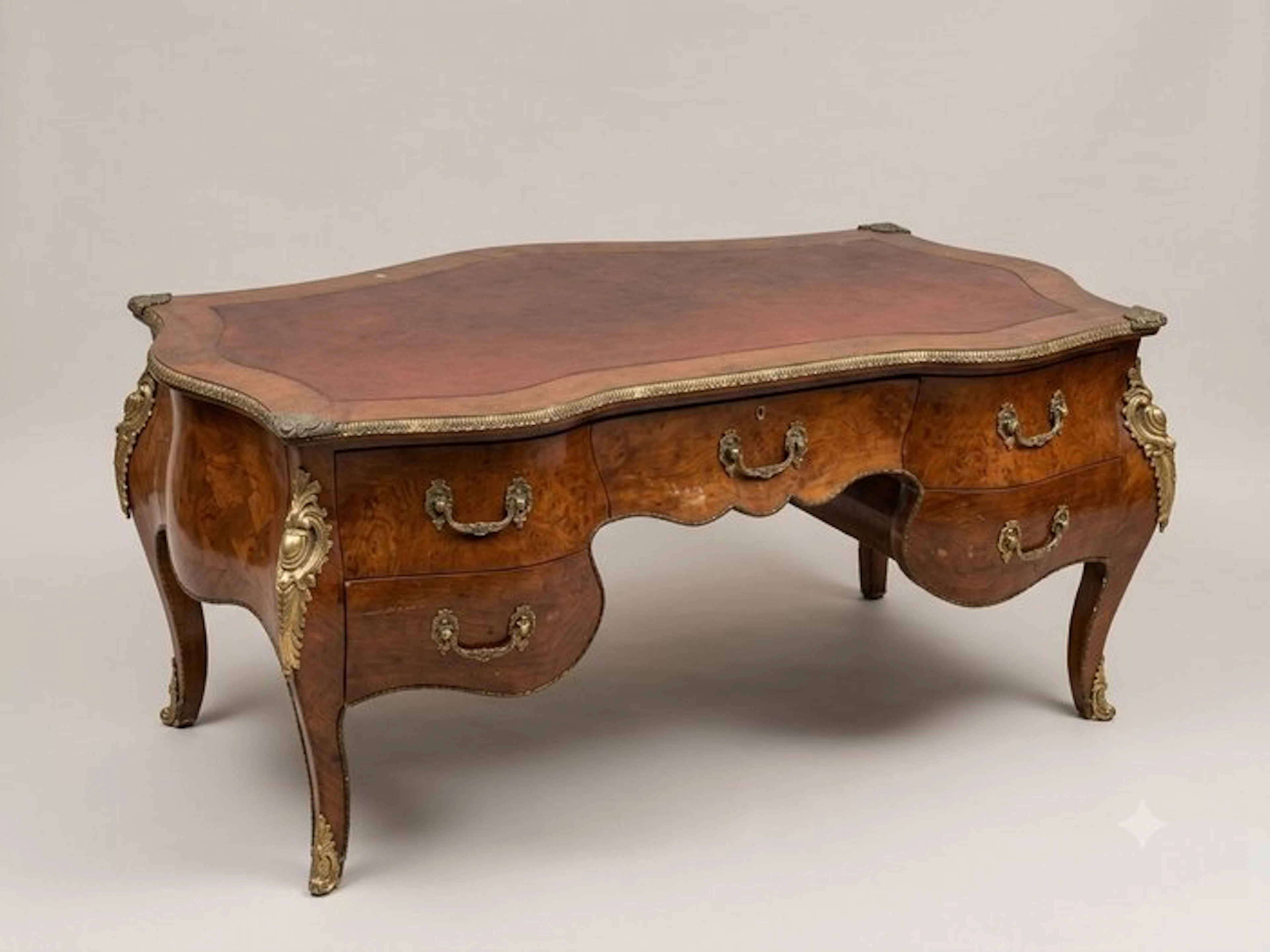 Writing desk - Gilt brass, Burr walnut