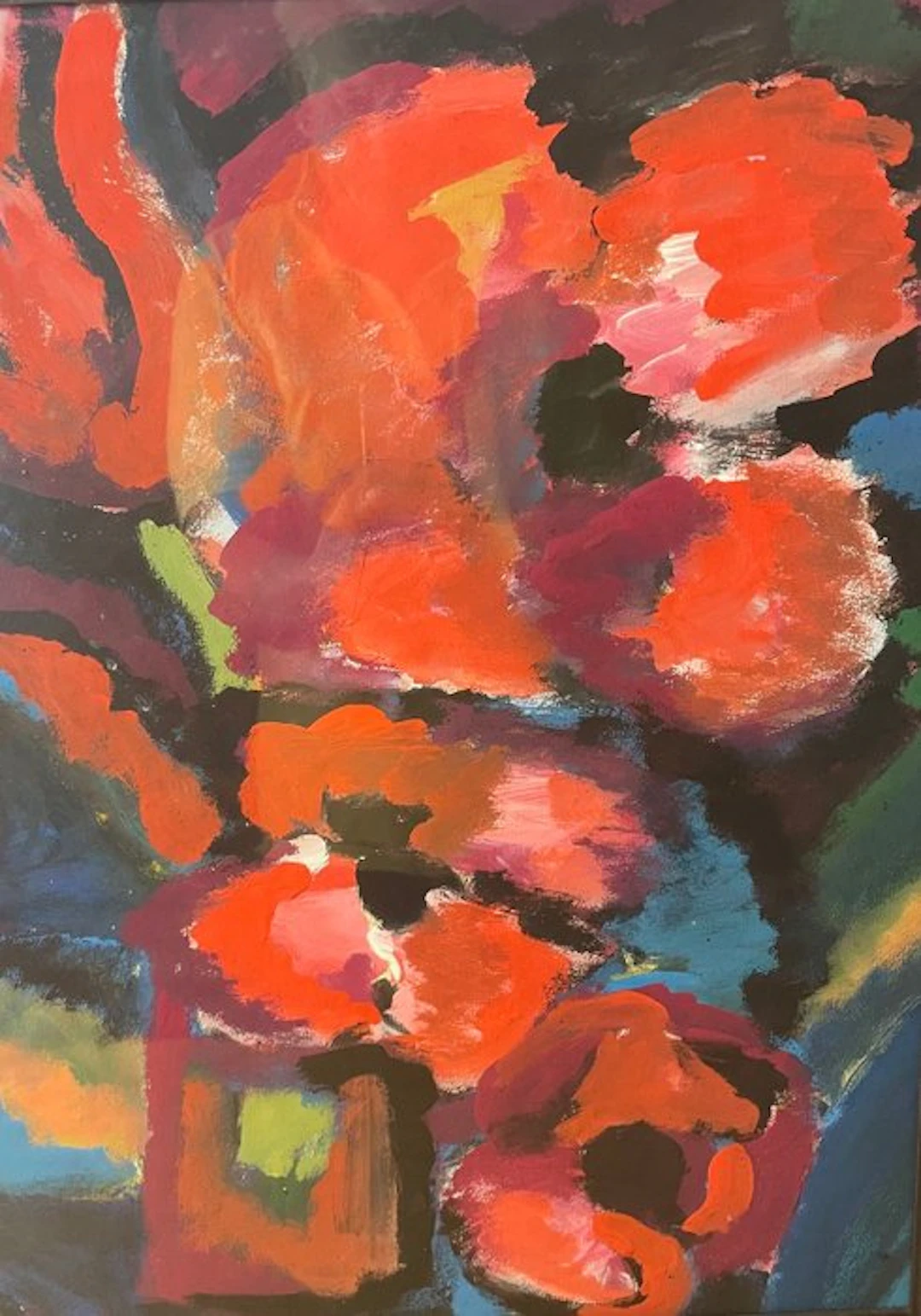 Dutch school (XX) - Klatschmohn: Expressionistisches Stilleben