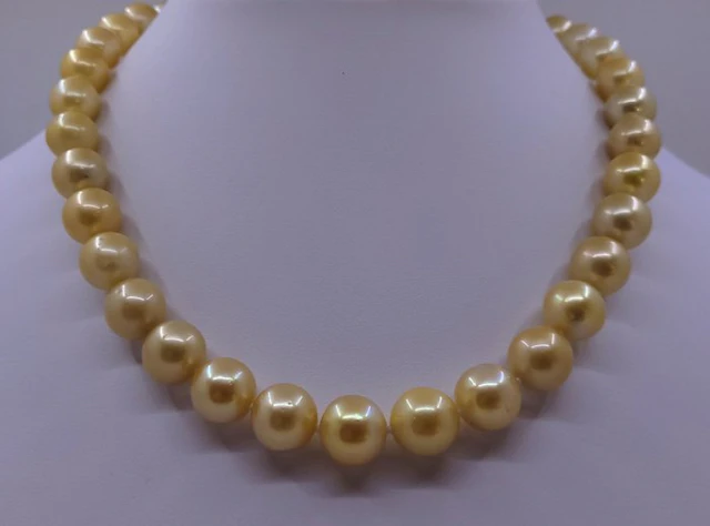 No reserve price - Necklace PSL Certified Golden South Sea Pearls - 9.3x12.4mm